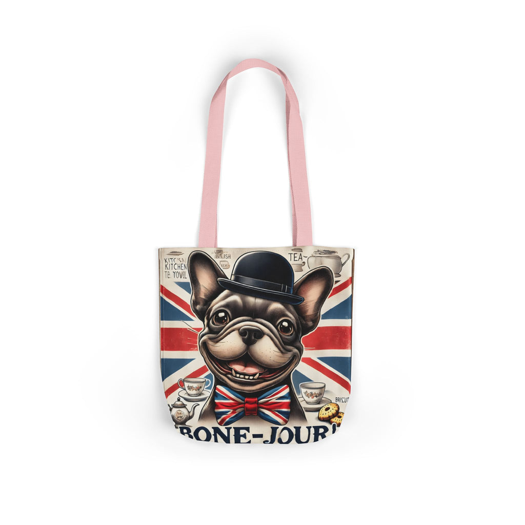 Bone-Jour Tote Bag | Union Jack Frenchie Bag | Fun Dog Mum Gift | Reusable Shopping Bag | French Bulldog Shoulder Bag, Dog Lover Gift