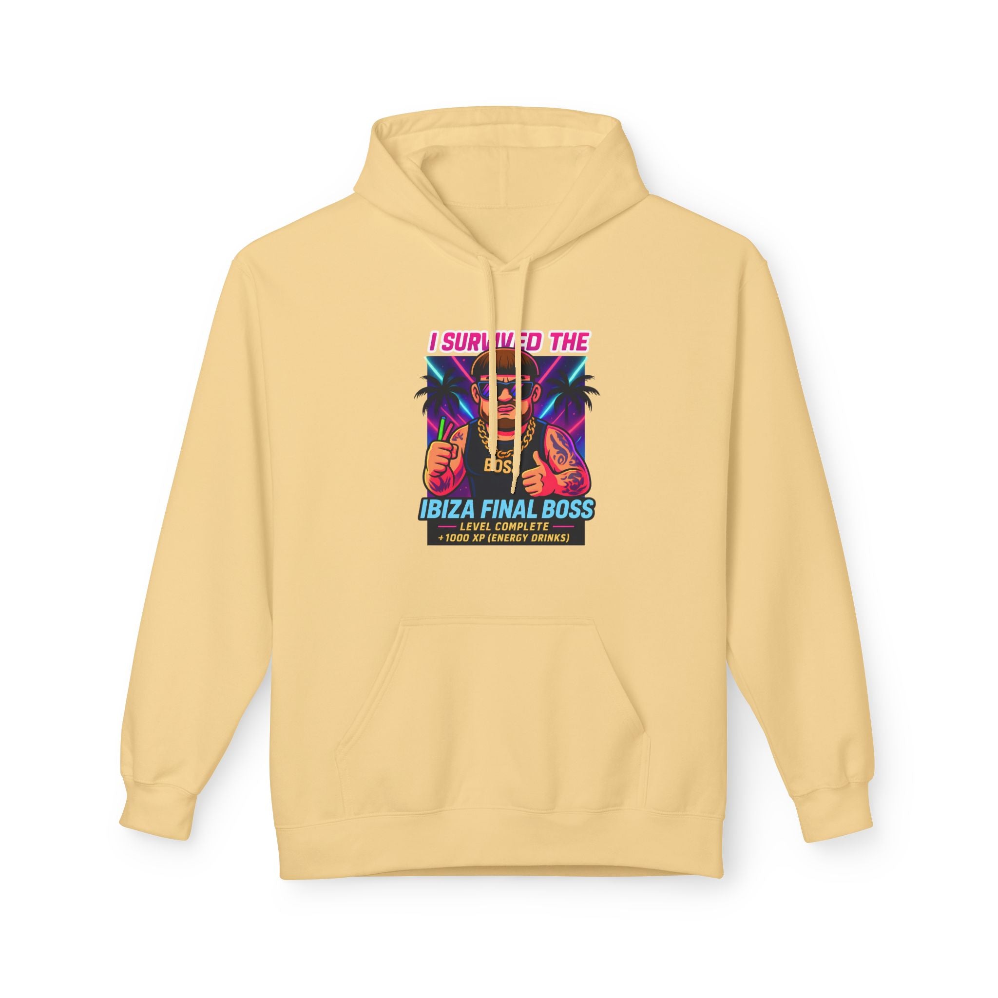 I Survived the Ibiza Final Boss Hoodie | Funny UK Summer Meme Sweatshirt | British Pop Culture Festival Gift Z | Unisex Rave Hoodie