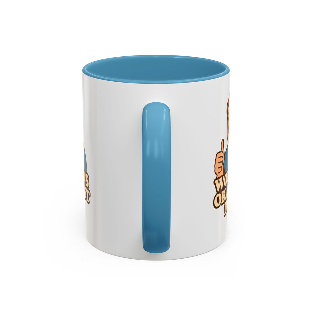 Worlds Okayest Dad Mug - Funny Fathers Day Gift |  11oz Sarcastic Coffee Cup | Thumbs Up Dad