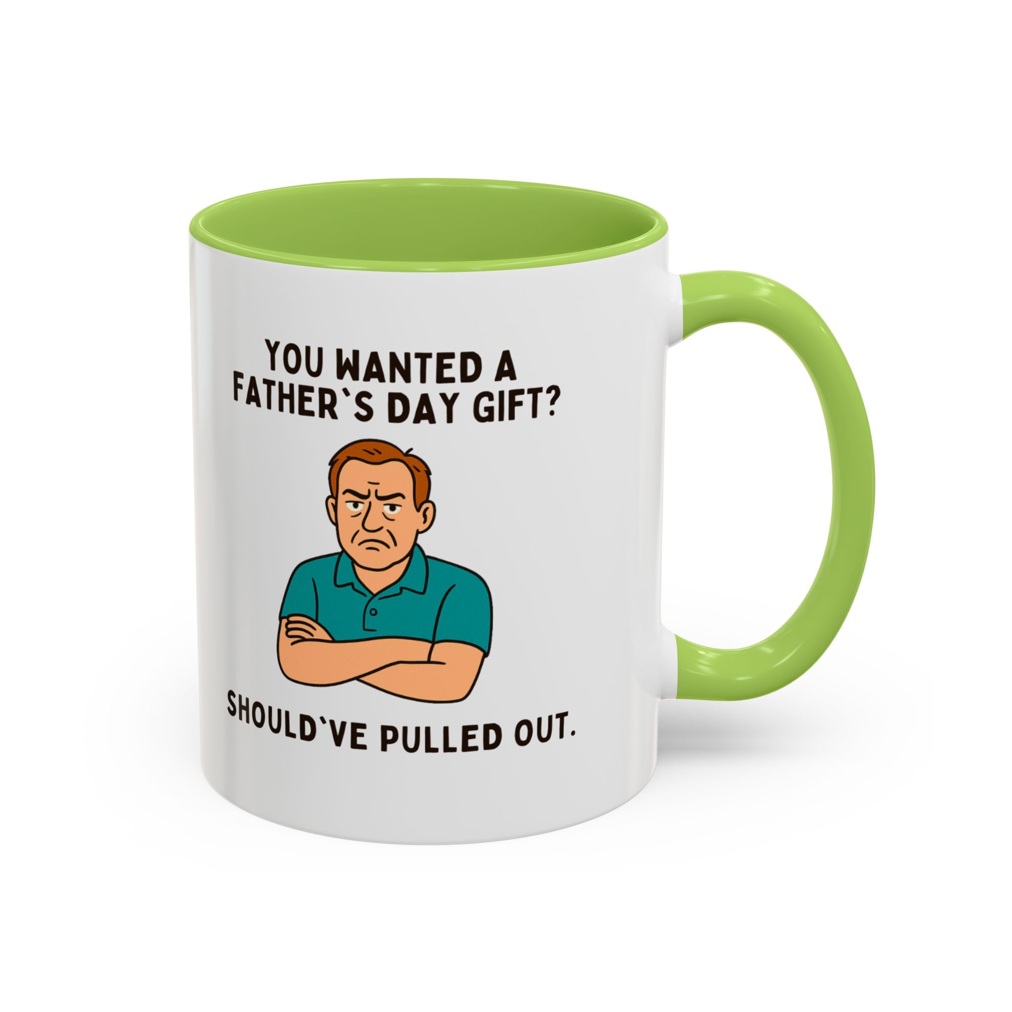 Should've Pulled Out - Funny Father's Day 11oz Accent Mug | Sarcastic Dad Cup with Colored Interior Handle