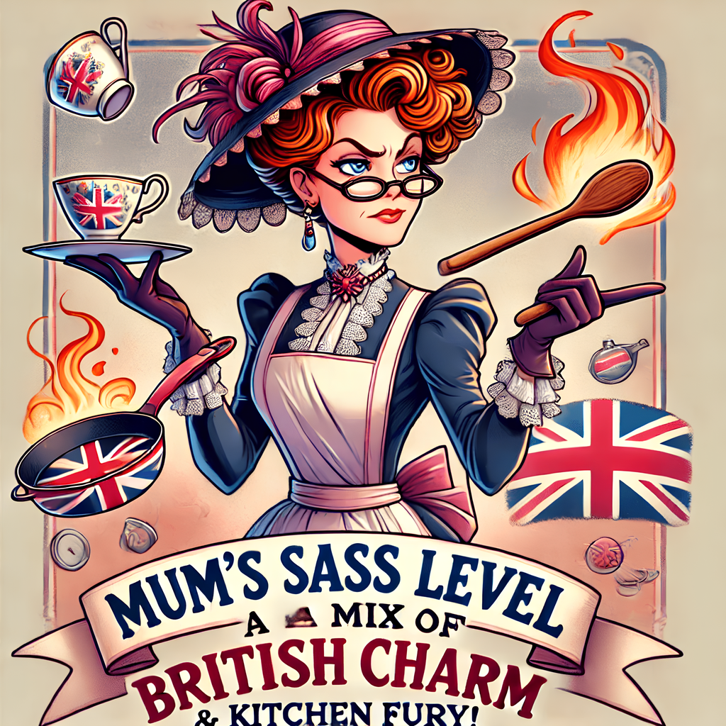 Mum's Sass Level Mug | Funny British Mother's Day Gift | Kitchen Queen Accent Coffee Cup | 11oz Tea Lover Mug