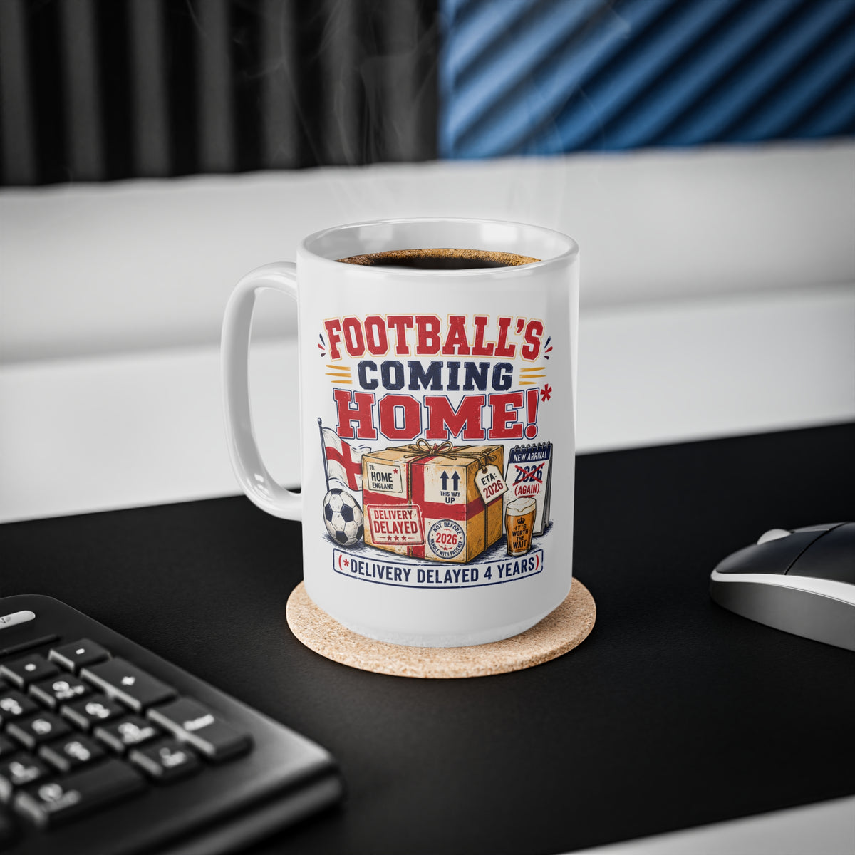 Football's Coming Home delivery delayed 4 years England mug, photo 2