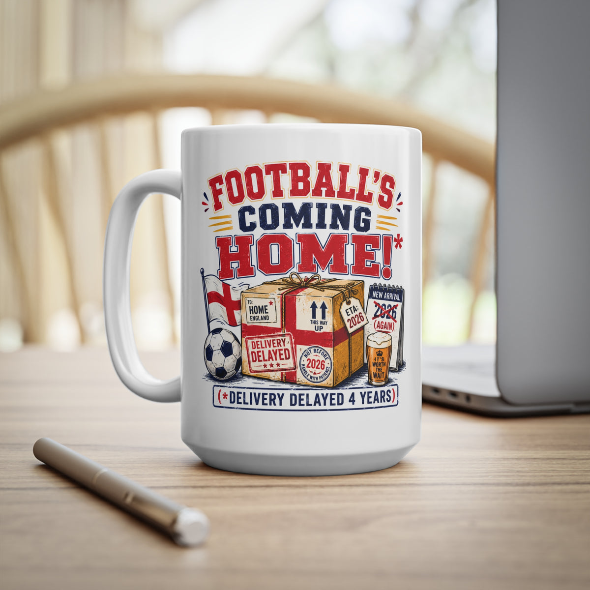 Football's Coming Home delivery delayed 4 years England mug, photo 10