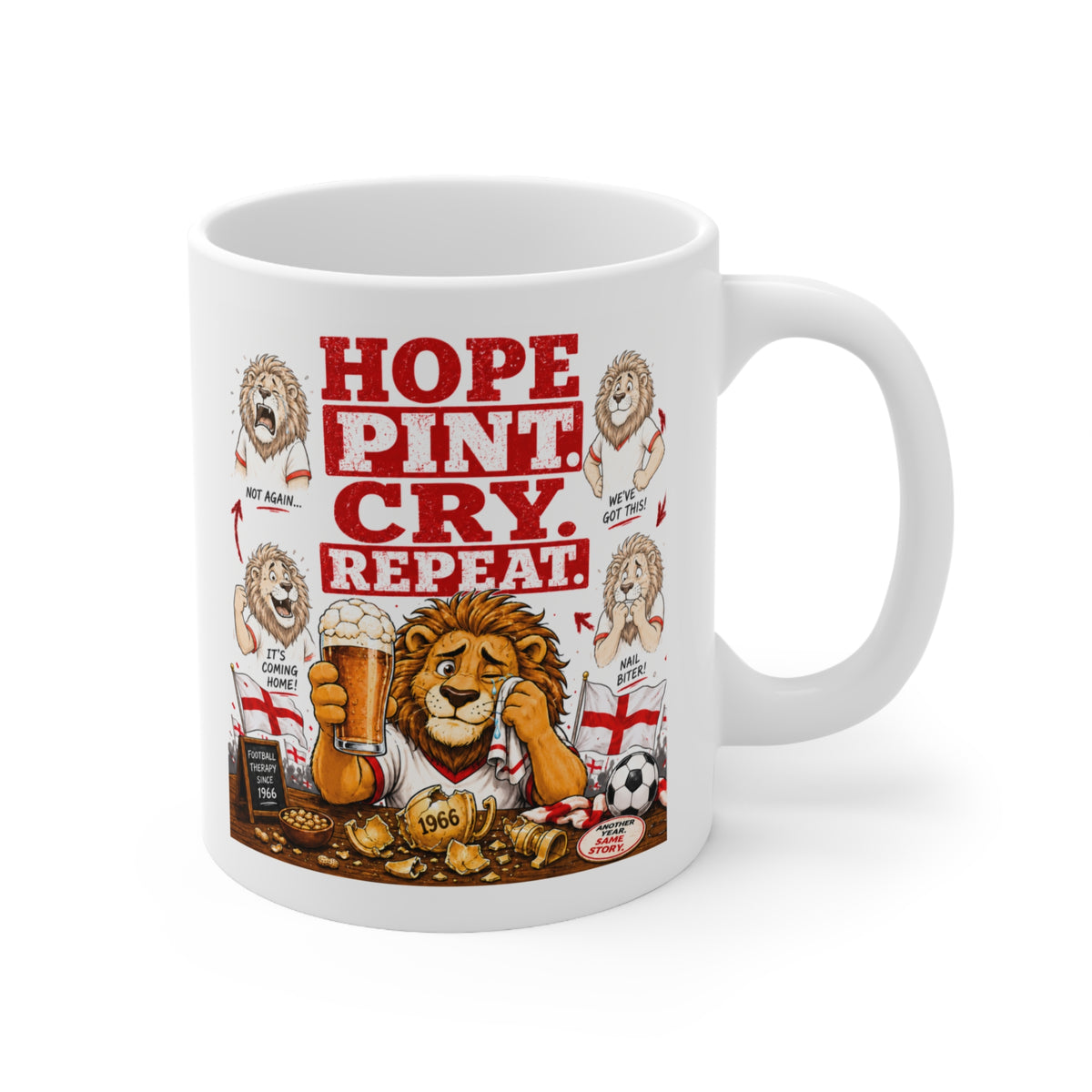 Three Lions Hope Pint Cry Repeat England football mug, photo 4
