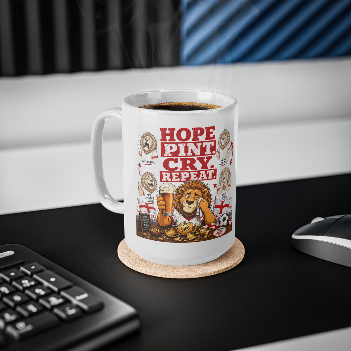 Three Lions Hope Pint Cry Repeat England football mug, photo 5