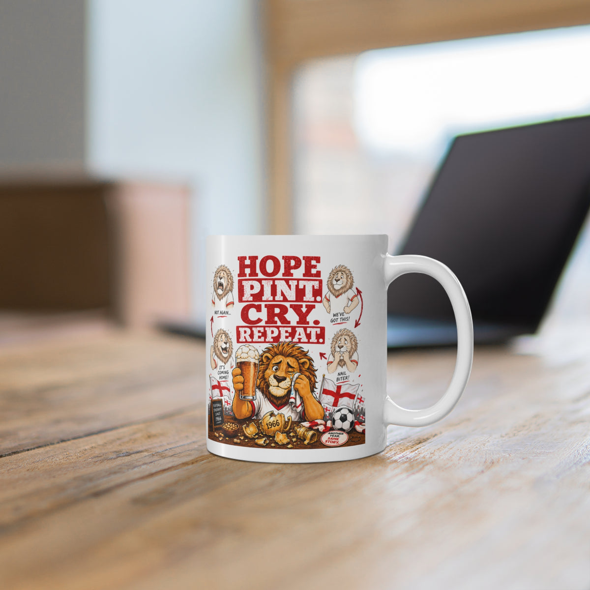 Three Lions Hope Pint Cry Repeat England football mug, photo 7