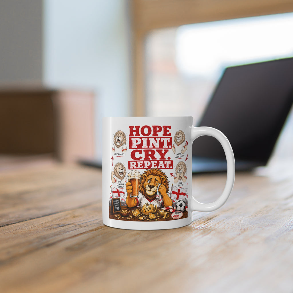 Three Lions Hope Pint Cry Repeat England football mug, photo 8