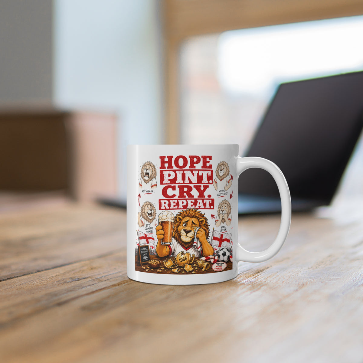 Three Lions Hope Pint Cry Repeat England football mug, photo 8