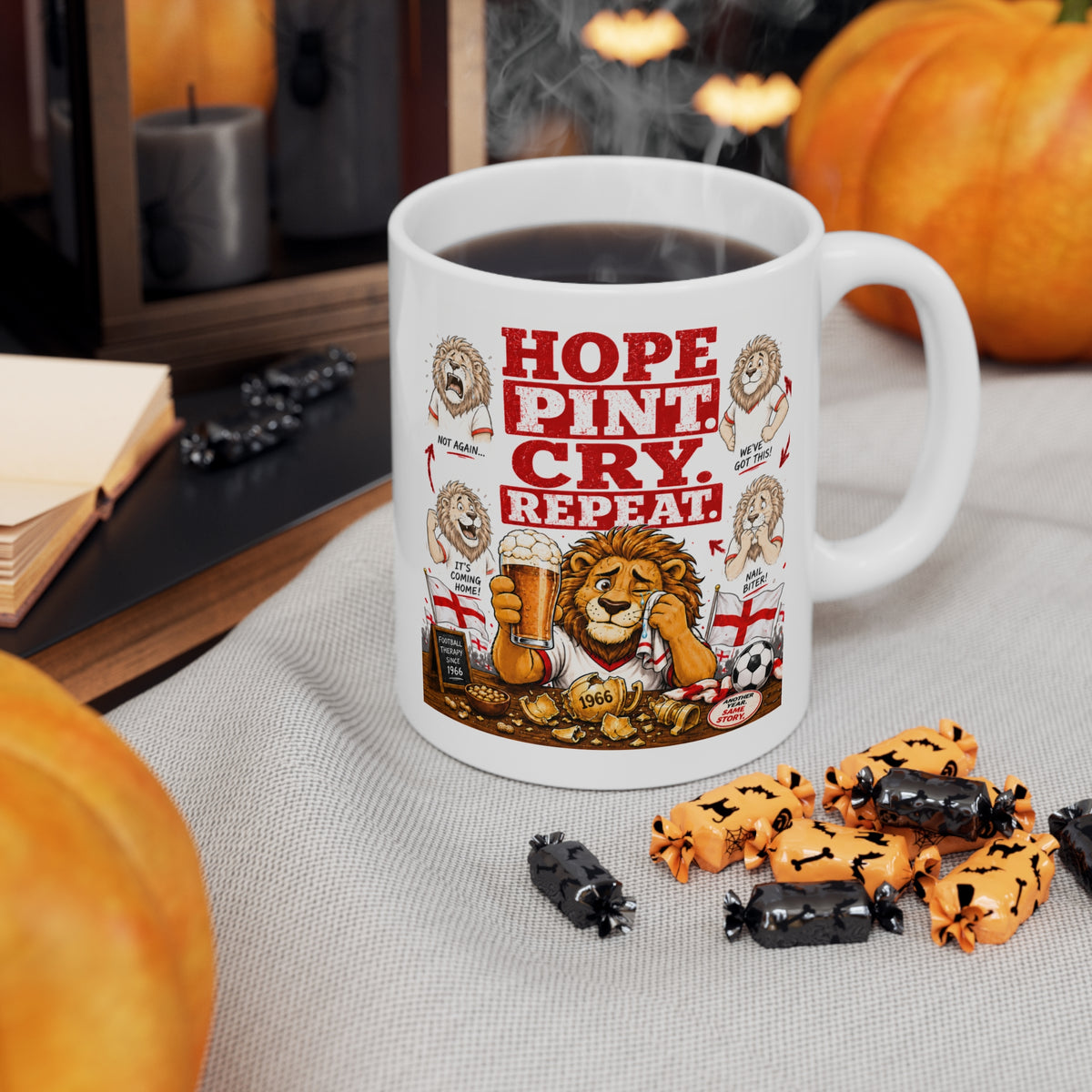 Three Lions Hope Pint Cry Repeat England football mug, photo 10