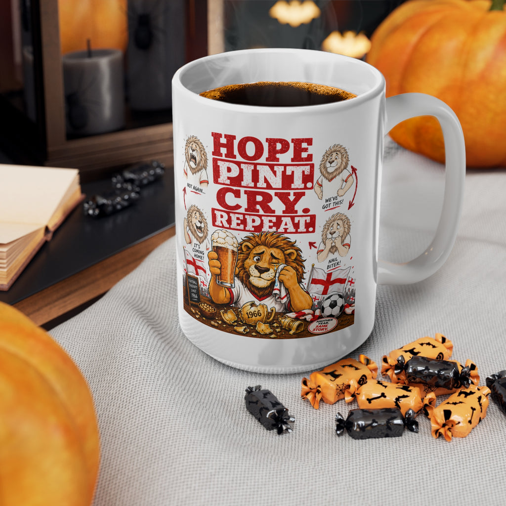Three Lions Hope Pint Cry Repeat England football mug, photo 12