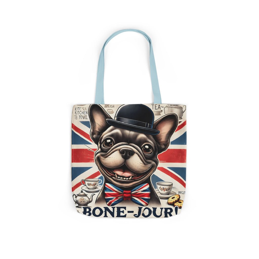 Bone-Jour Tote Bag | Union Jack Frenchie Bag | Fun Dog Mum Gift | Reusable Shopping Bag | French Bulldog Shoulder Bag, Dog Lover Gift