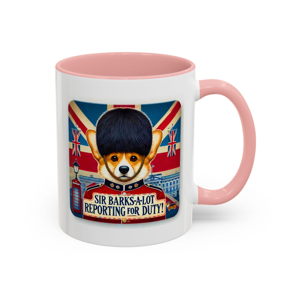 Sir Barks-a-Lot Accent Coffee Mug | Patriotic British Doggy Design | Whimsical 11oz Cup Multiple Colors | Lead & BPA-Free, C-Shaped Handle