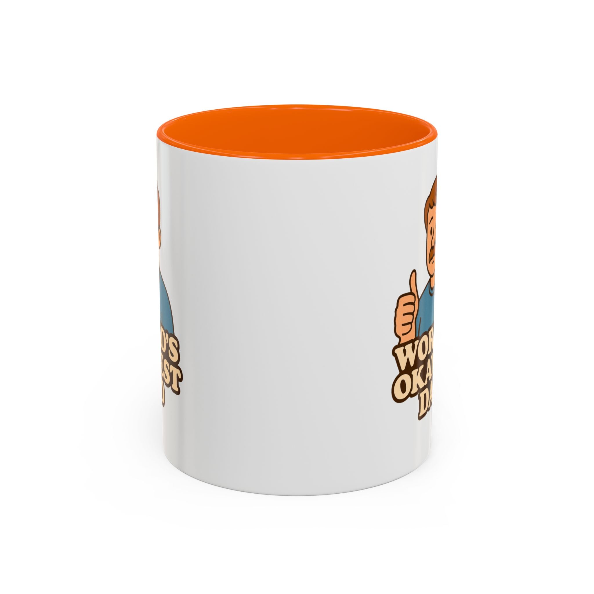 Worlds Okayest Dad Mug - Funny Fathers Day Gift |  11oz Sarcastic Coffee Cup | Thumbs Up Dad
