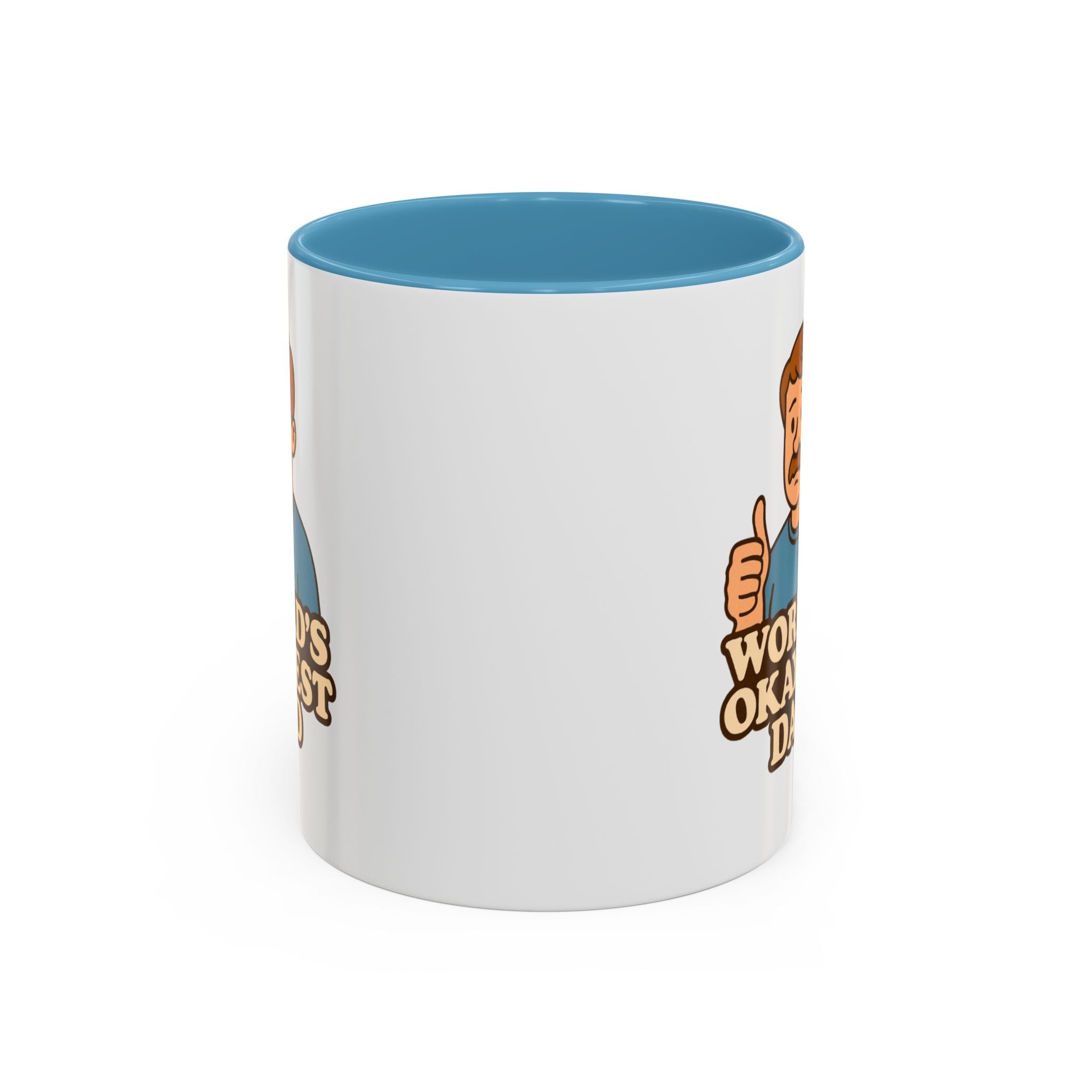 Worlds Okayest Dad Mug - Funny Fathers Day Gift |  11oz Sarcastic Coffee Cup | Thumbs Up Dad