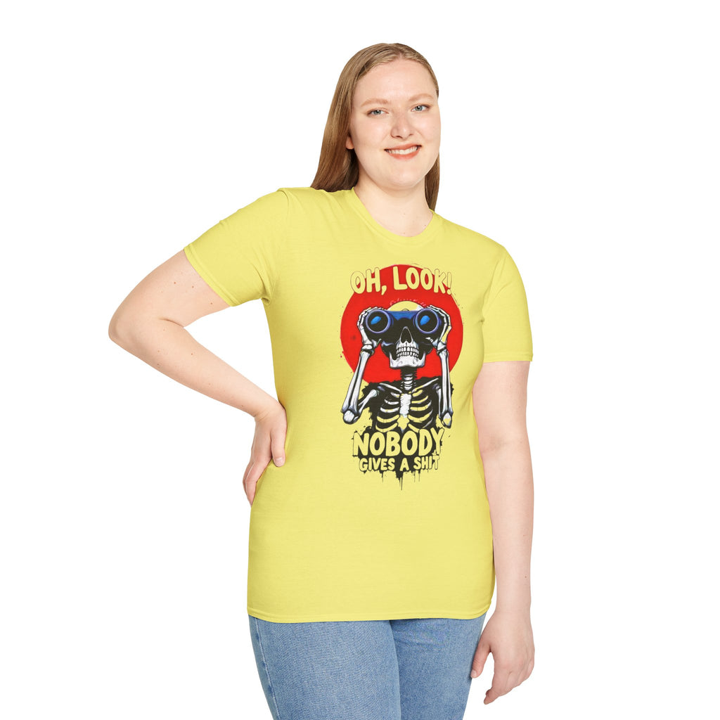 Oh Look Skeleton with Binoculars T-Shirt | Funny Skull Tee