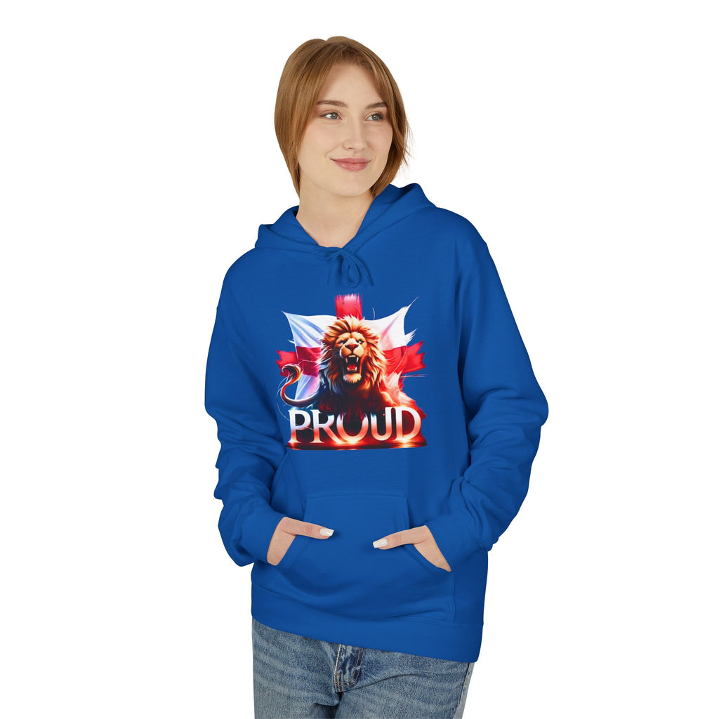 Proud Lion Unisex Hoodie | English Flag St. George Cross Hoodie | Patriotic England Gift | Raise the Colours Jumper