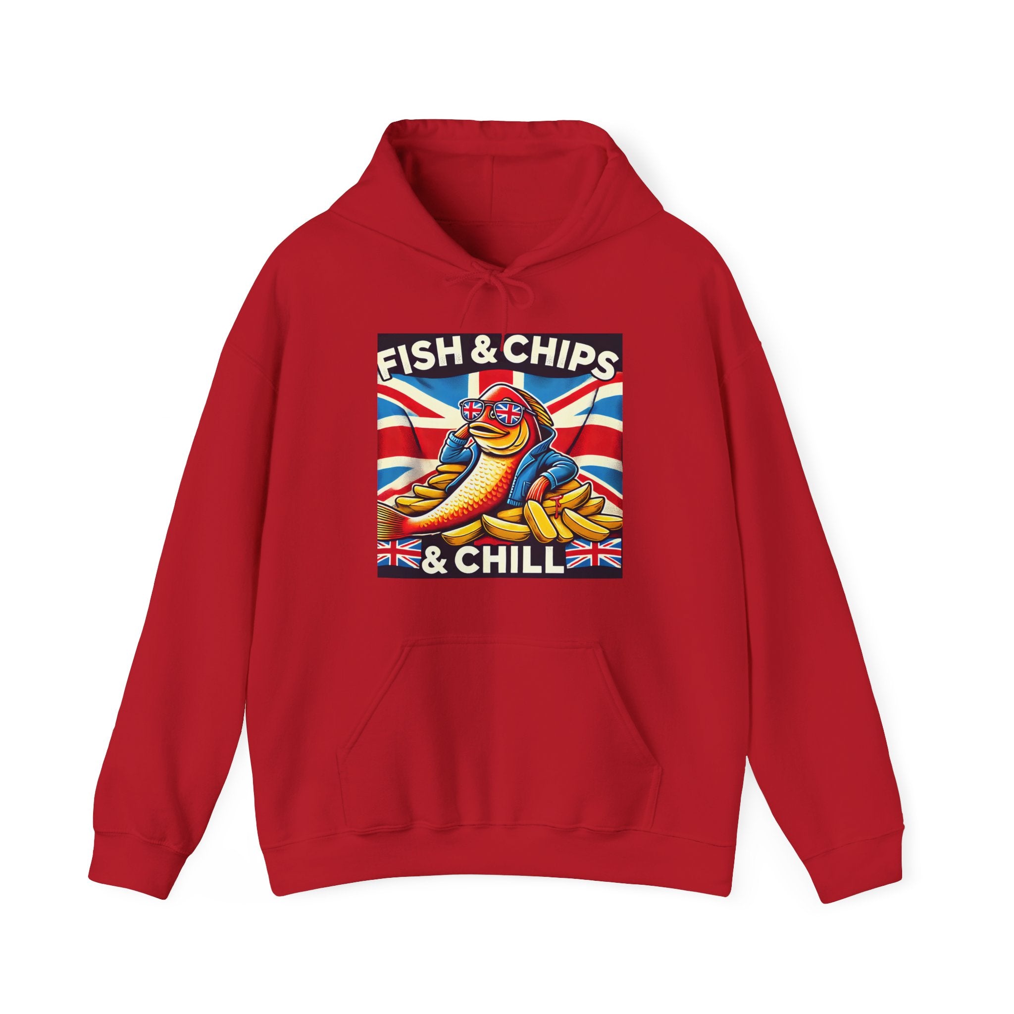 Fish & Chips n Chill Hoodie | Funny British Foodie Sweatshirt | Cozy Stylish UK Banter Wear | Gift for Food Lovers and Chippy Fans