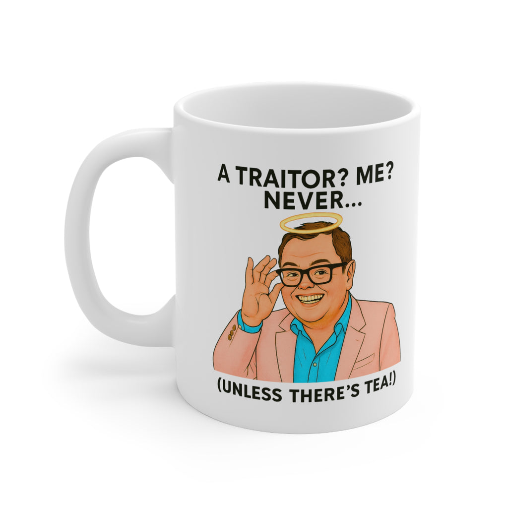 Ultimate Alan Carr Celebrity Traitors Dual Image Pop Art UK Mug | Funny British TV Show Cup | Cheeky Gift for TV Fans