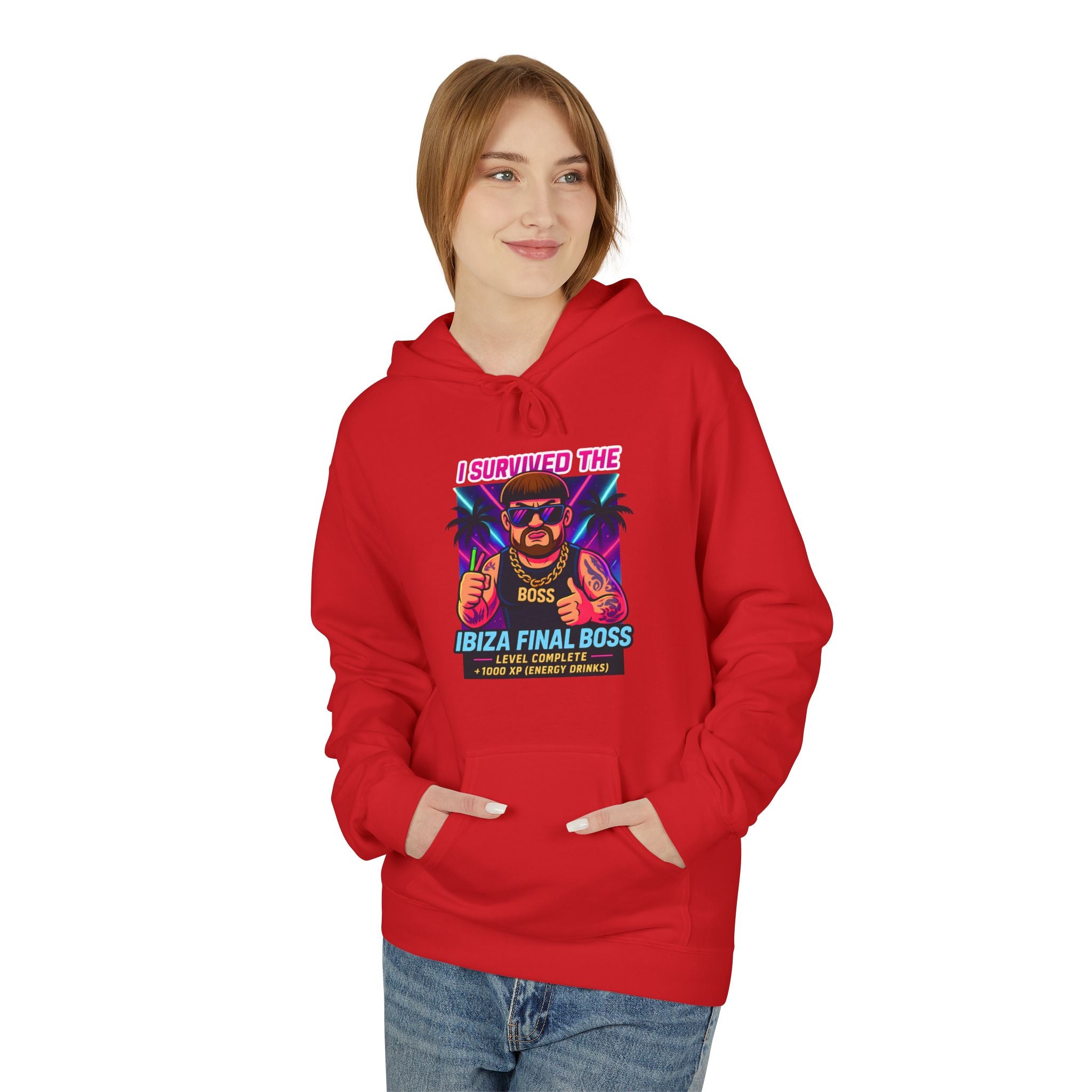 I Survived the Ibiza Final Boss Hoodie | Funny UK Summer Meme Sweatshirt | British Pop Culture Festival Gift Z | Unisex Rave Hoodie