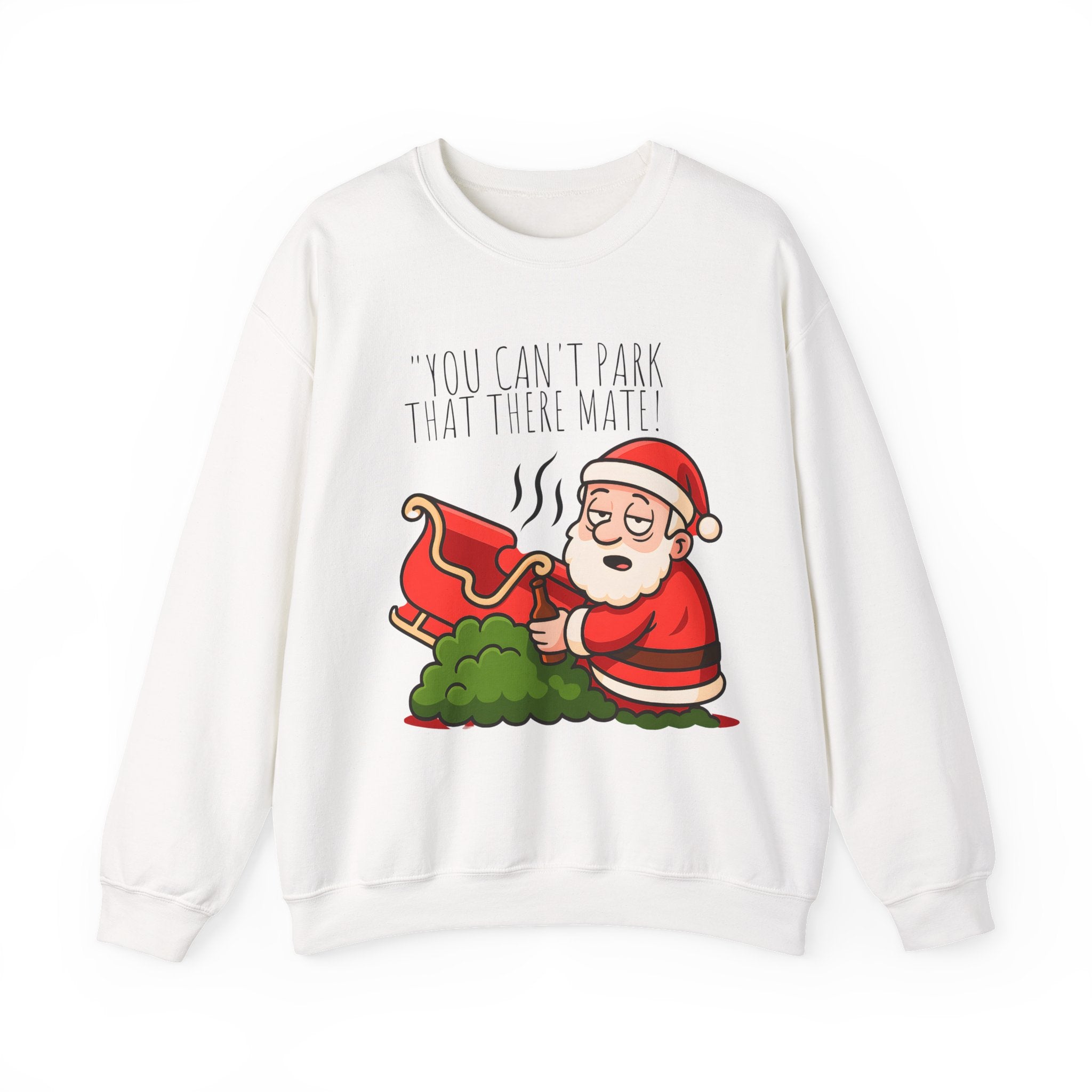 You Can't Park That There Mate! Funny British Christmas Jumper | Drunk Santa Sweatshirt | Cheeky UK Xmas Gift | Cozy Unisex Sweater