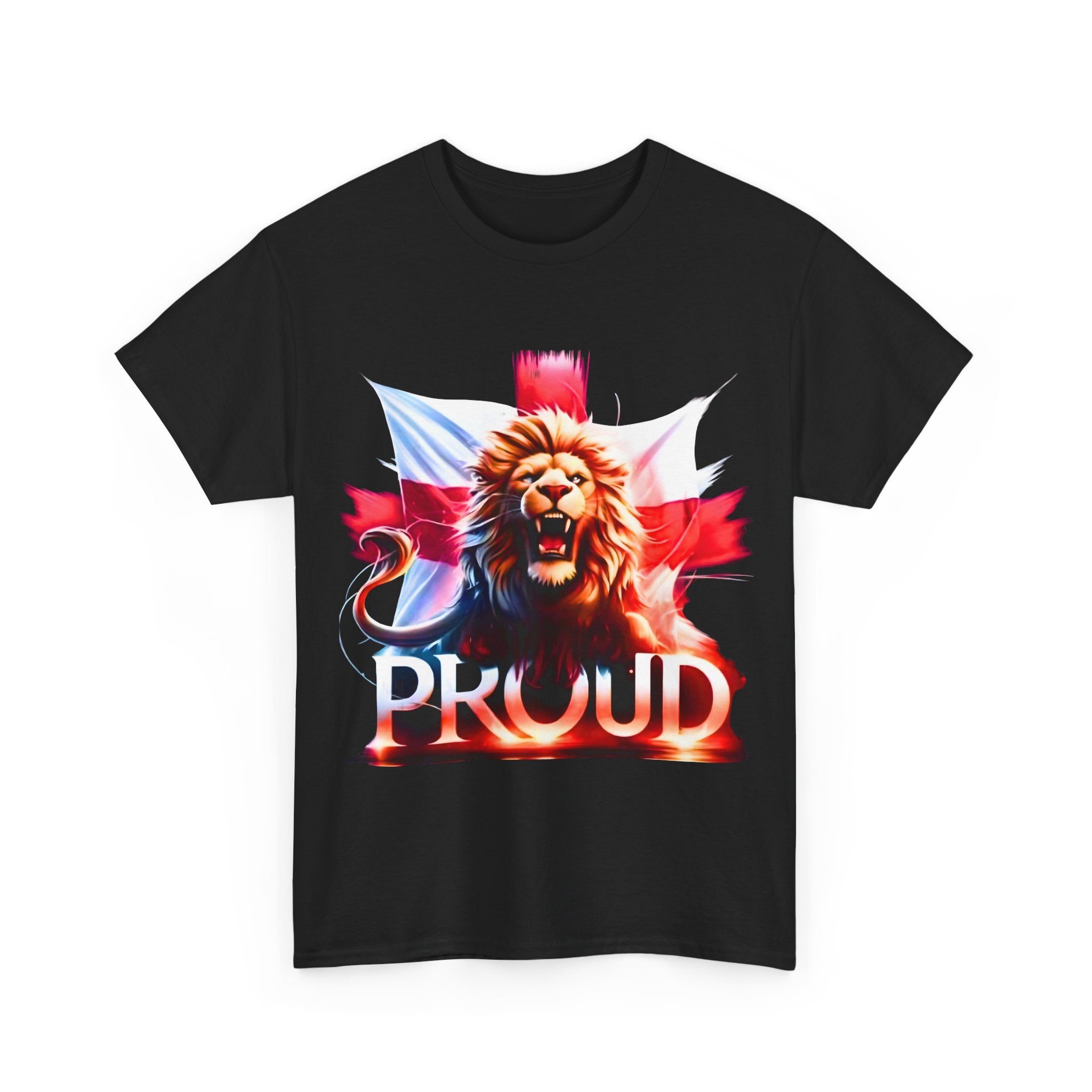 Proud Lion Unisex Cotton Tee (Transparent Background) | English Patriot Shirt | MEGA | Patriotic UK T-Shirt | National Pride Rally Merch