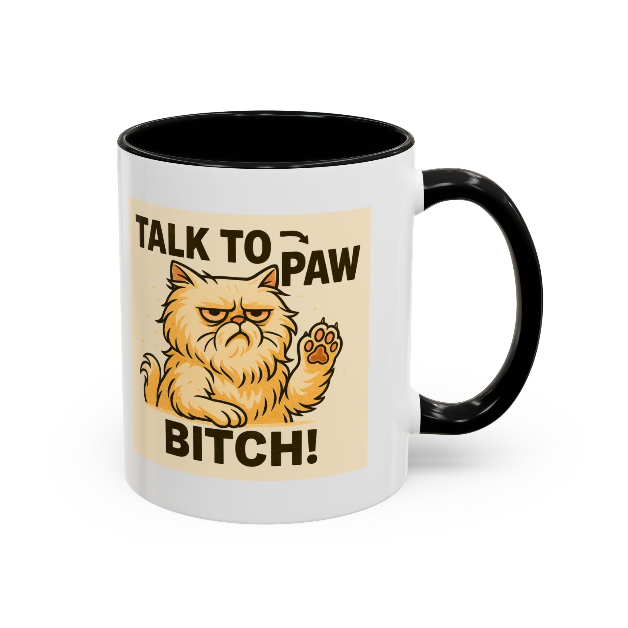 Talk to the Paw Bitch | Funny Sassy Persian Accent Mug 11oz | Attitude Coffee Cup | Sarcastic Cat Lover Gift | Microwave & Dishwasher Safe