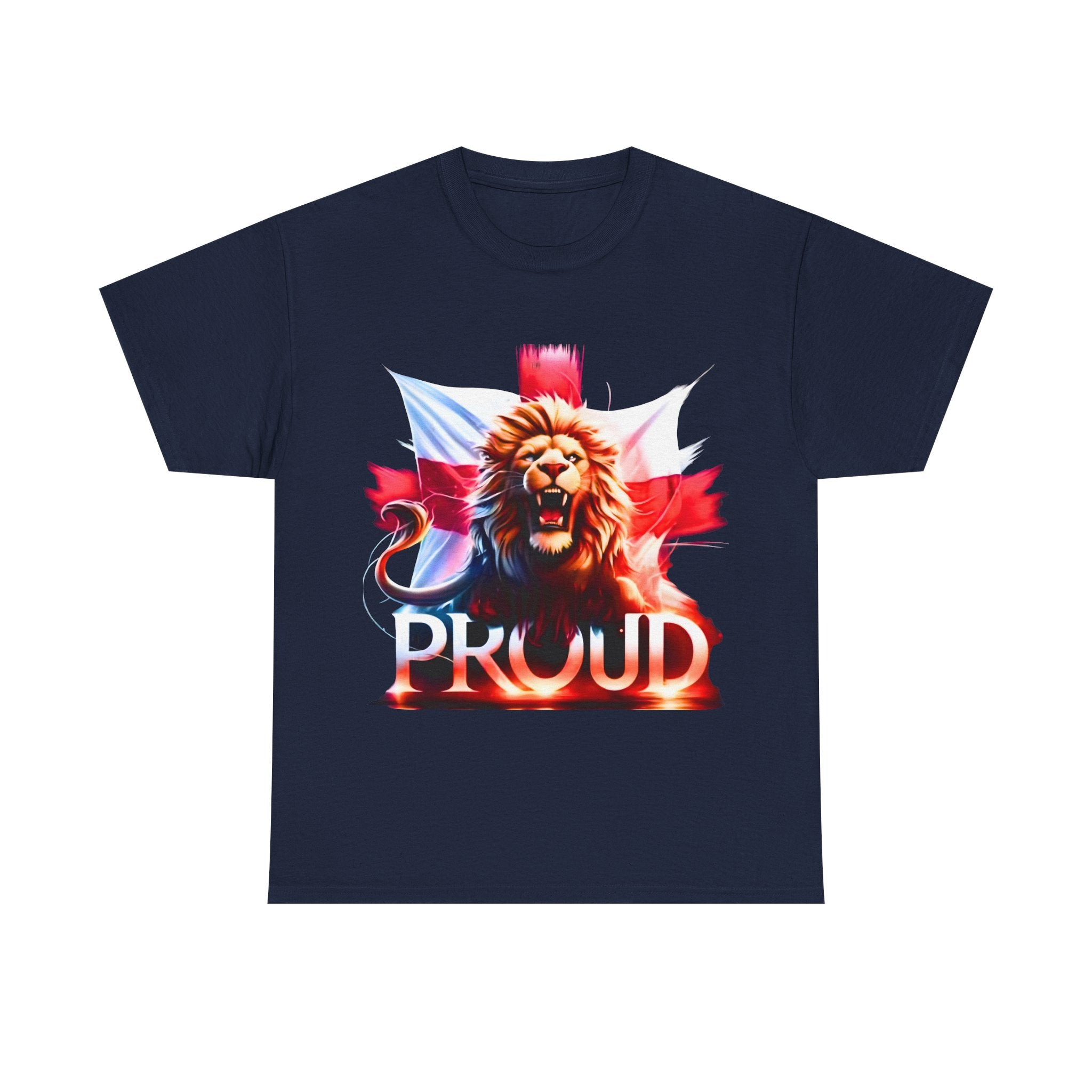 Proud Lion Unisex Cotton Tee (Transparent Background) | English Patriot Shirt | MEGA | Patriotic UK T-Shirt | National Pride Rally Merch
