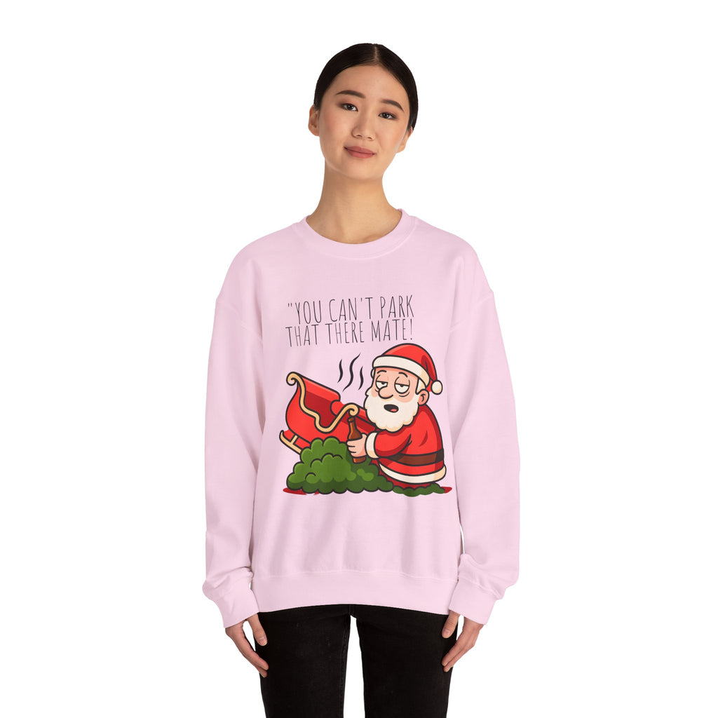 You Can't Park That There Mate! Funny British Christmas Jumper | Drunk Santa Sweatshirt | Cheeky UK Xmas Gift | Cozy Unisex Sweater