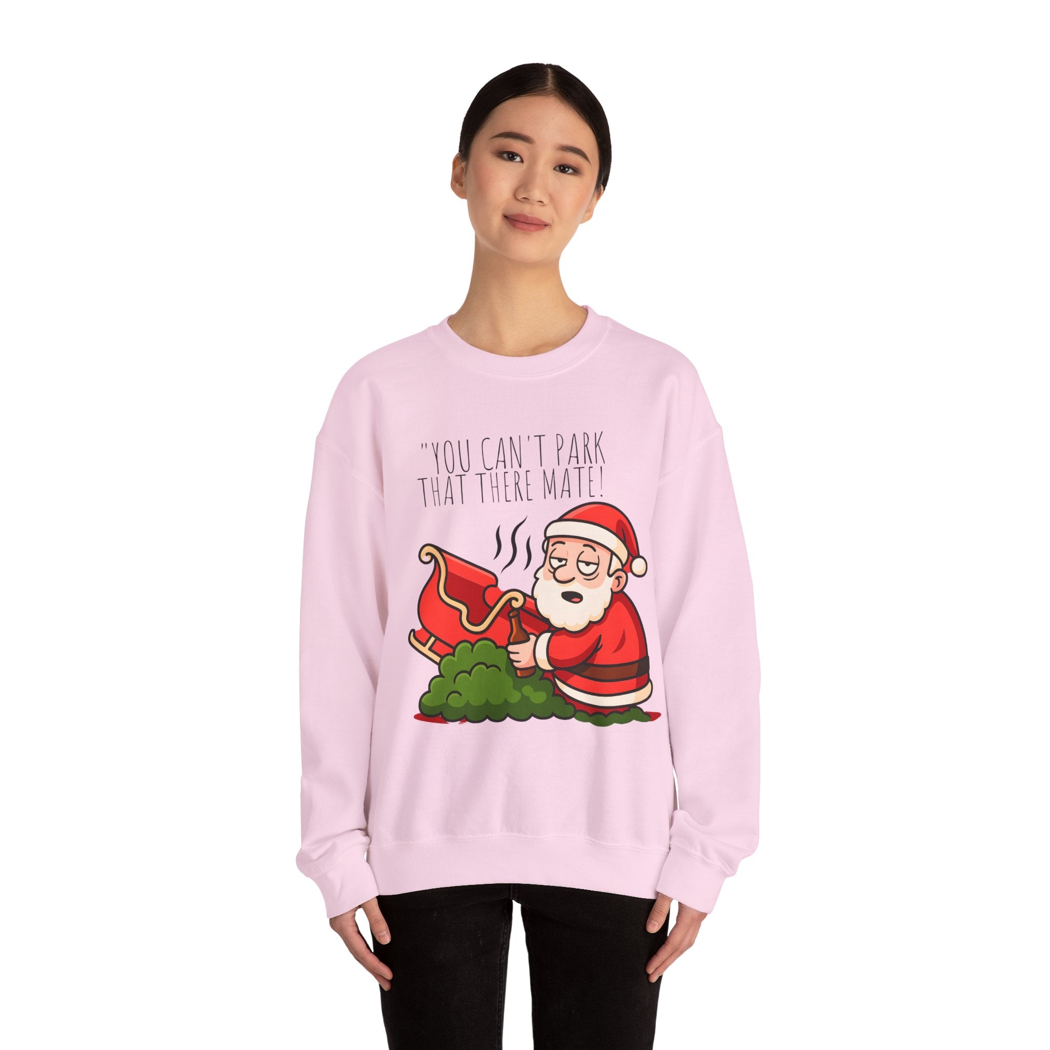 You Can't Park That There Mate! Funny British Christmas Jumper | Drunk Santa Sweatshirt | Cheeky UK Xmas Gift | Cozy Unisex Sweater