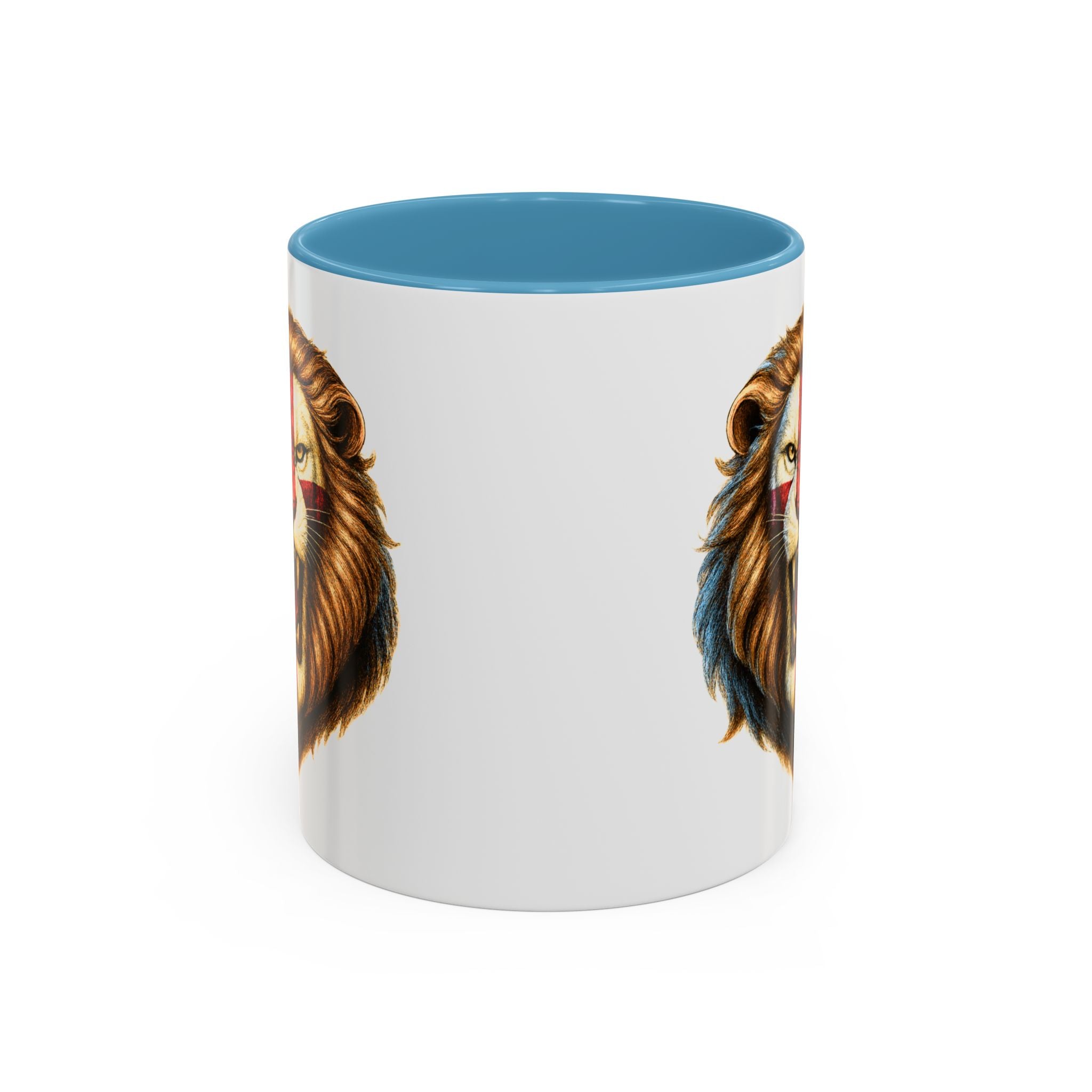 Roaring English Lion Accent Mug | St. George's Cross Patriotic Coffee Cup | Funny Medieval England Gift in Glossy Finish