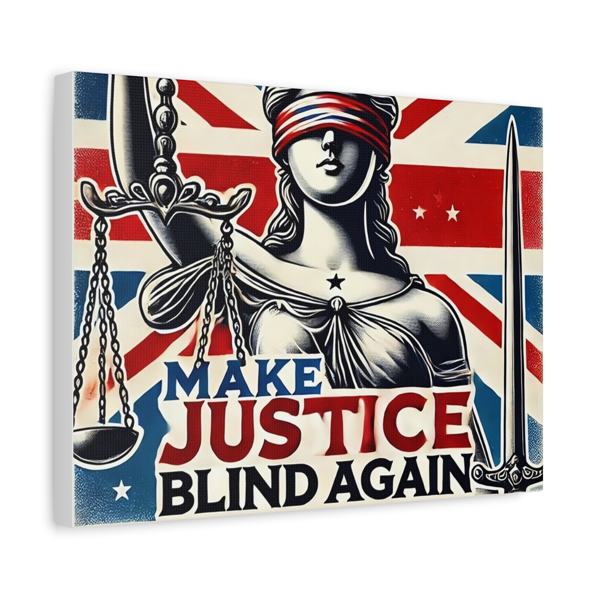 Make Justice Blind Again Wall Art | Canvas Print | Justice Is Blind Wall Decor, Legal Theme Home Decor | Free Speech Equality Artwork