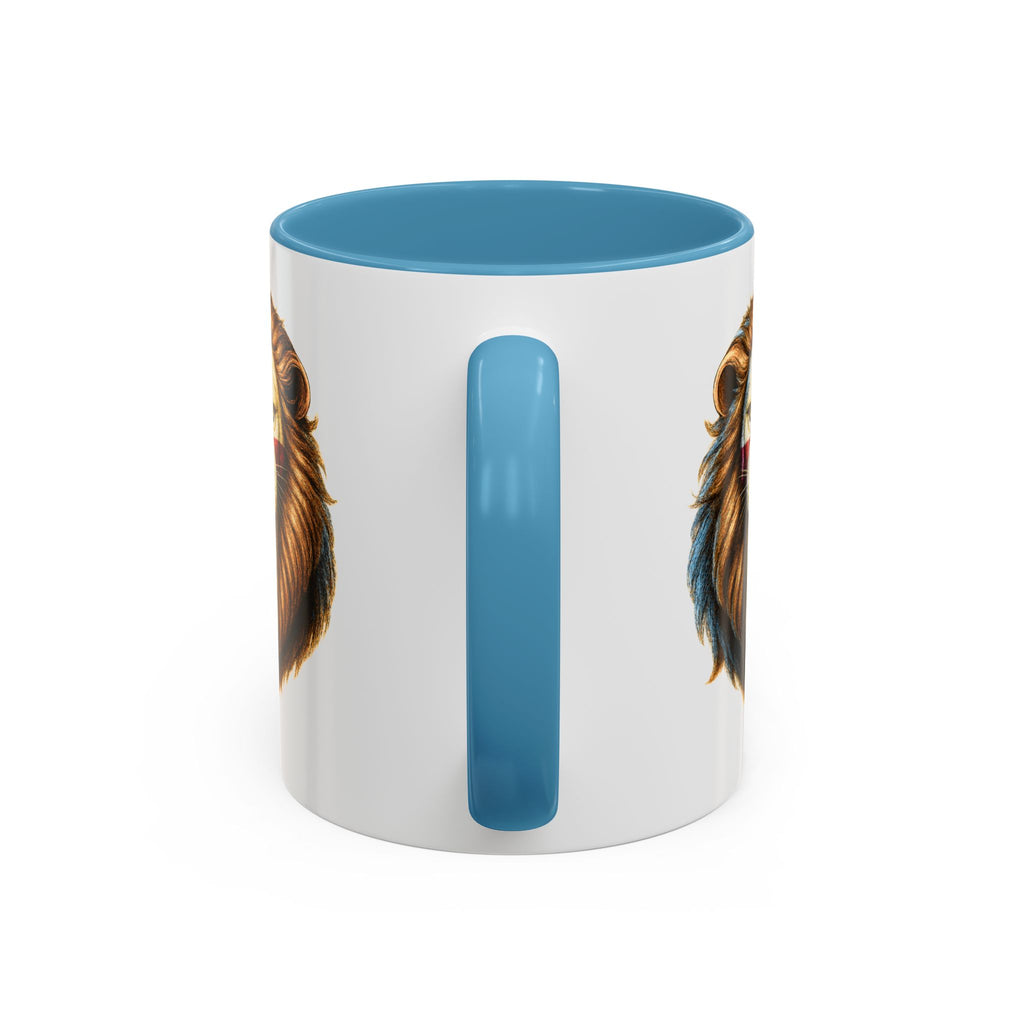 Roaring English Lion Accent Mug | St. George's Cross Patriotic Coffee Cup | Funny Medieval England Gift in Glossy Finish