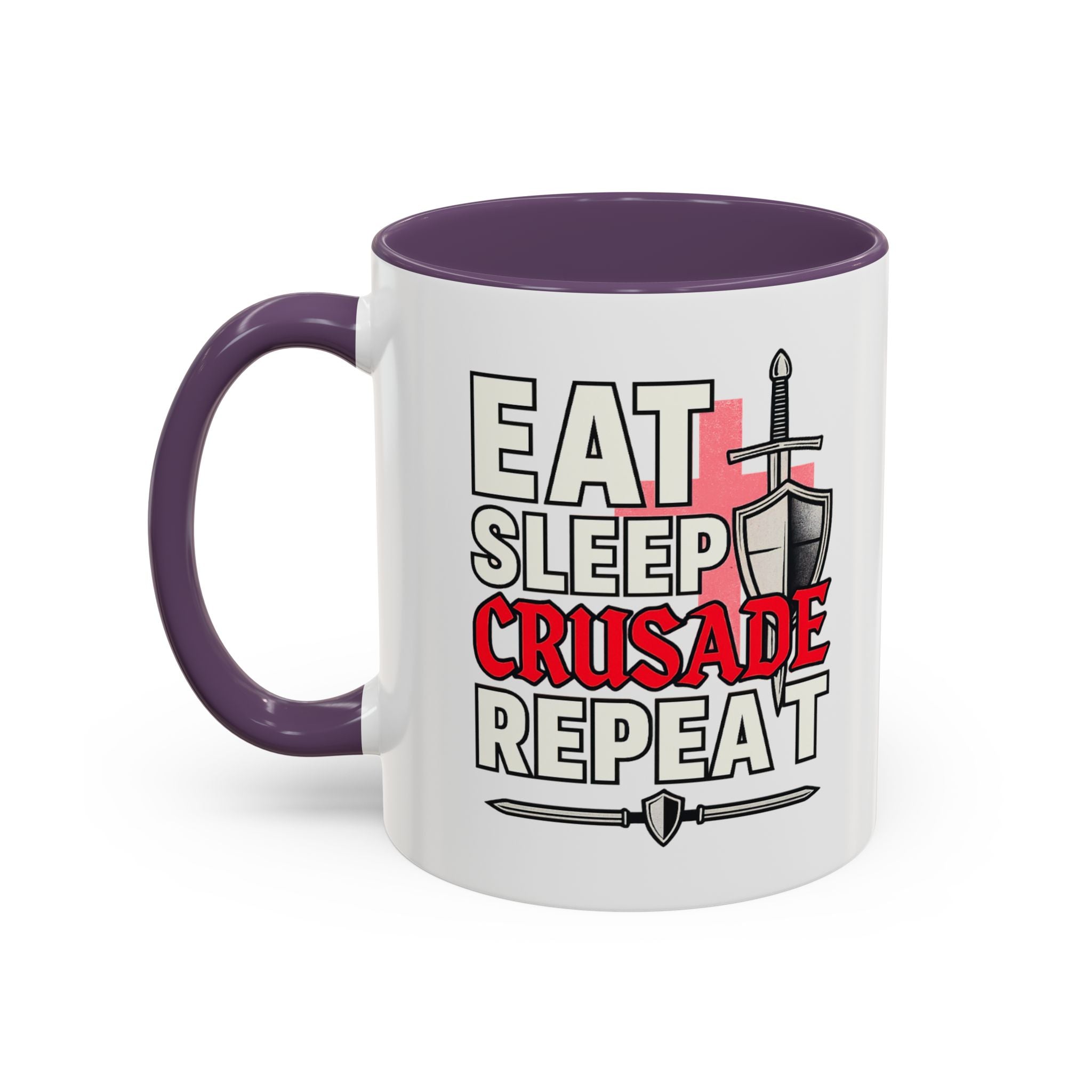 Eat Sleep CRUSADE Repeat 11oz Mug | Medieval Knight Coffee Cup | National Pride Mug | Funny Gamer Gift | English Patriot Mug
