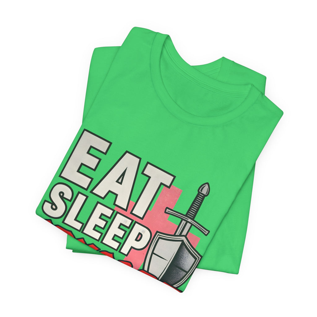 Eat Sleep Crusade Repeat T-Shirt | UK Patriot Medieval Sword & Shield Design | English National Pride Tee