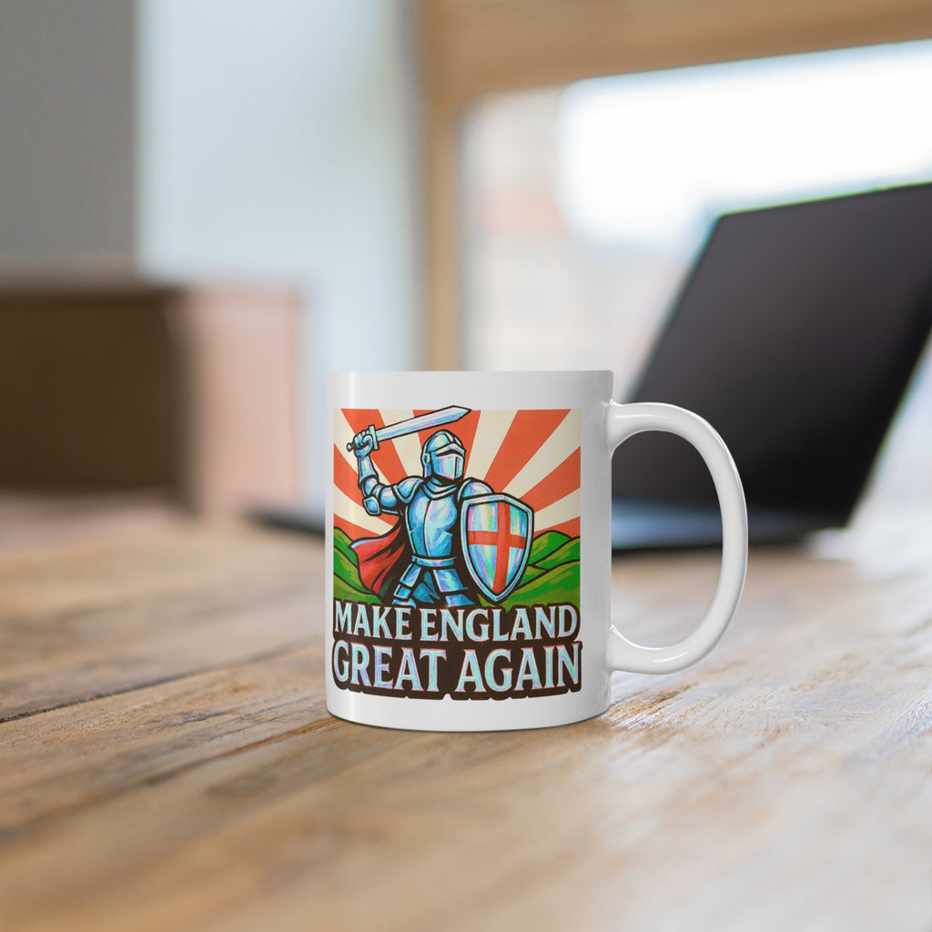 Make England Great Again Mug | Glossy Iridescent St. George Knight Cup | Funny English Patriot Gift | Medieval Coffee & Tea Mug
