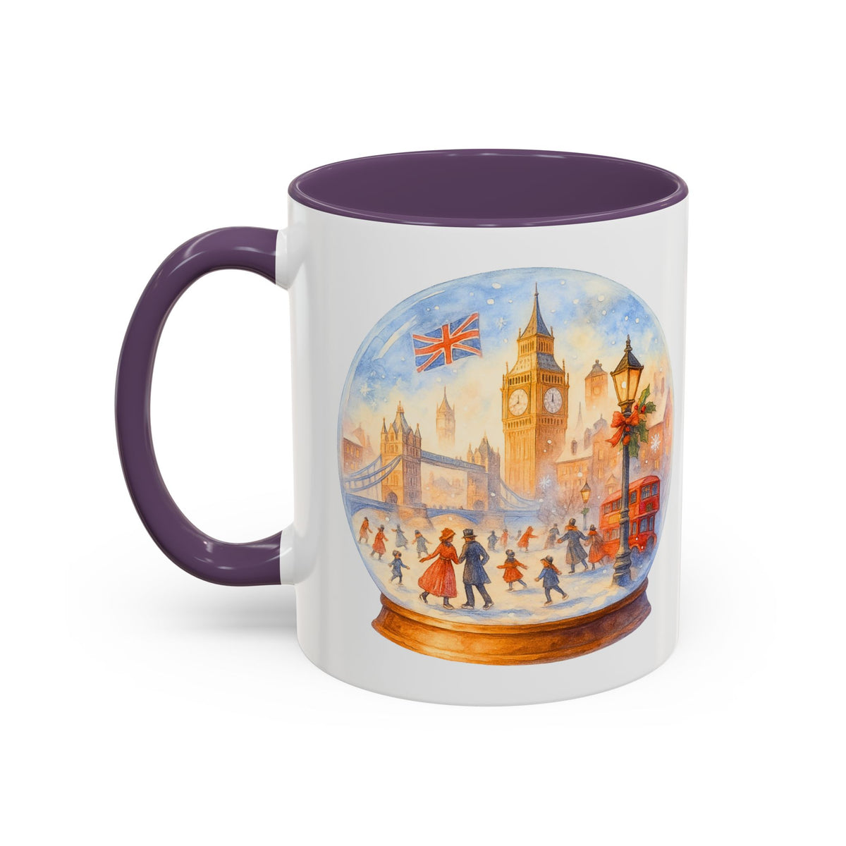 London snowglobe mug with Big Ben, Tower Bridge and red buses, photo 8
