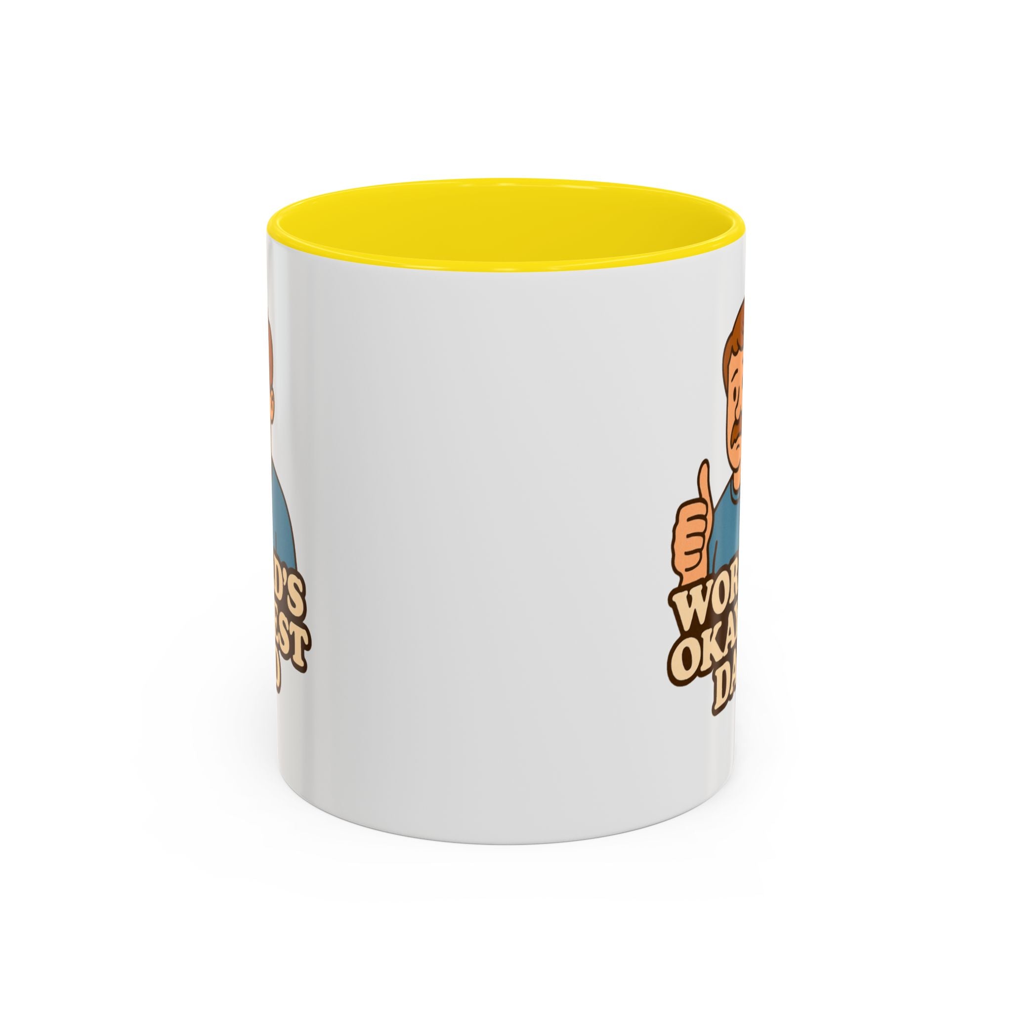 Worlds Okayest Dad Mug - Funny Fathers Day Gift |  11oz Sarcastic Coffee Cup | Thumbs Up Dad