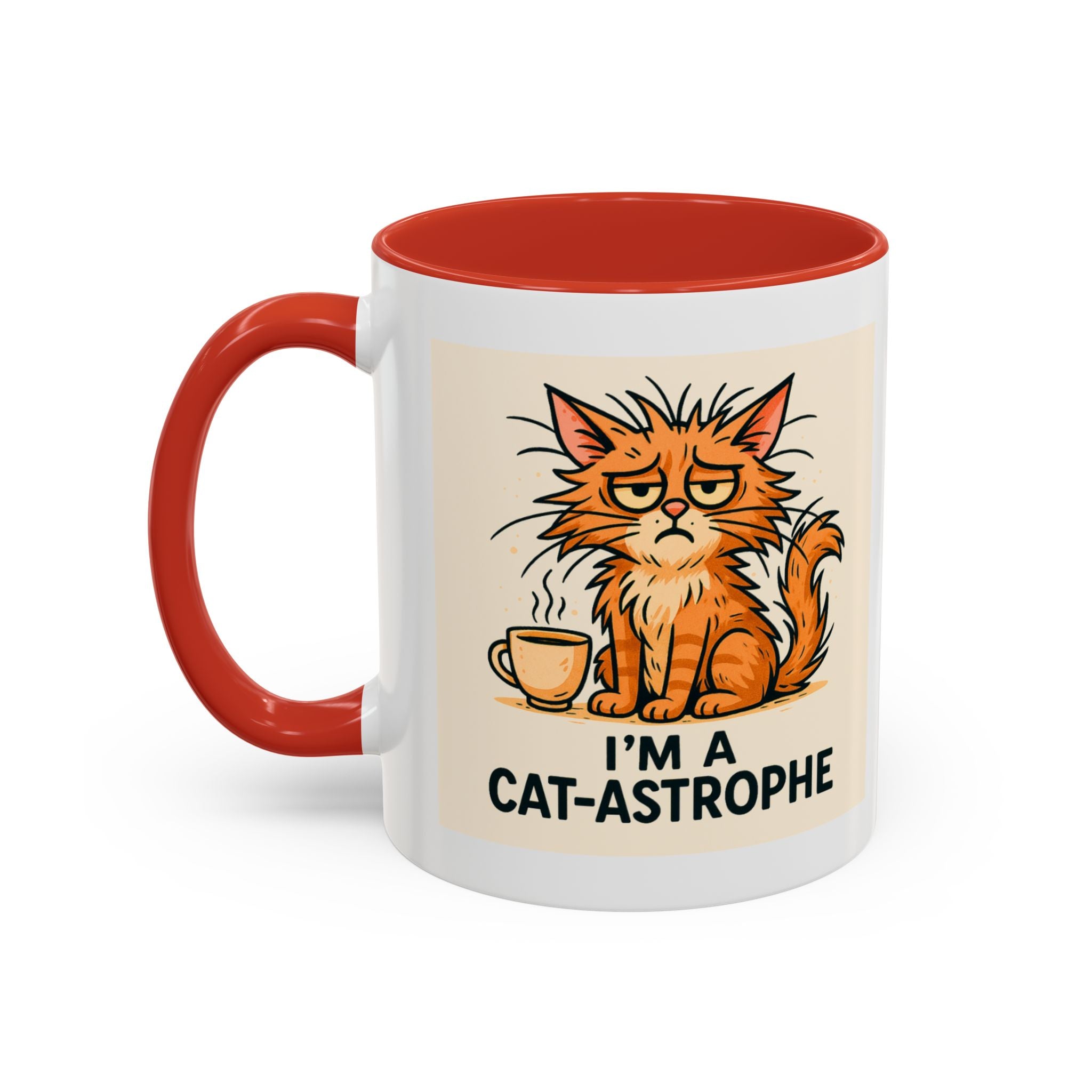 I'm A Cat-astrophe 11oz Mug | Funny Frazzled Cat Coffee Cup | Hot Mess Cat Lover Gift | Microwave & Dishwasher Safe | Whimsical Animal Mug