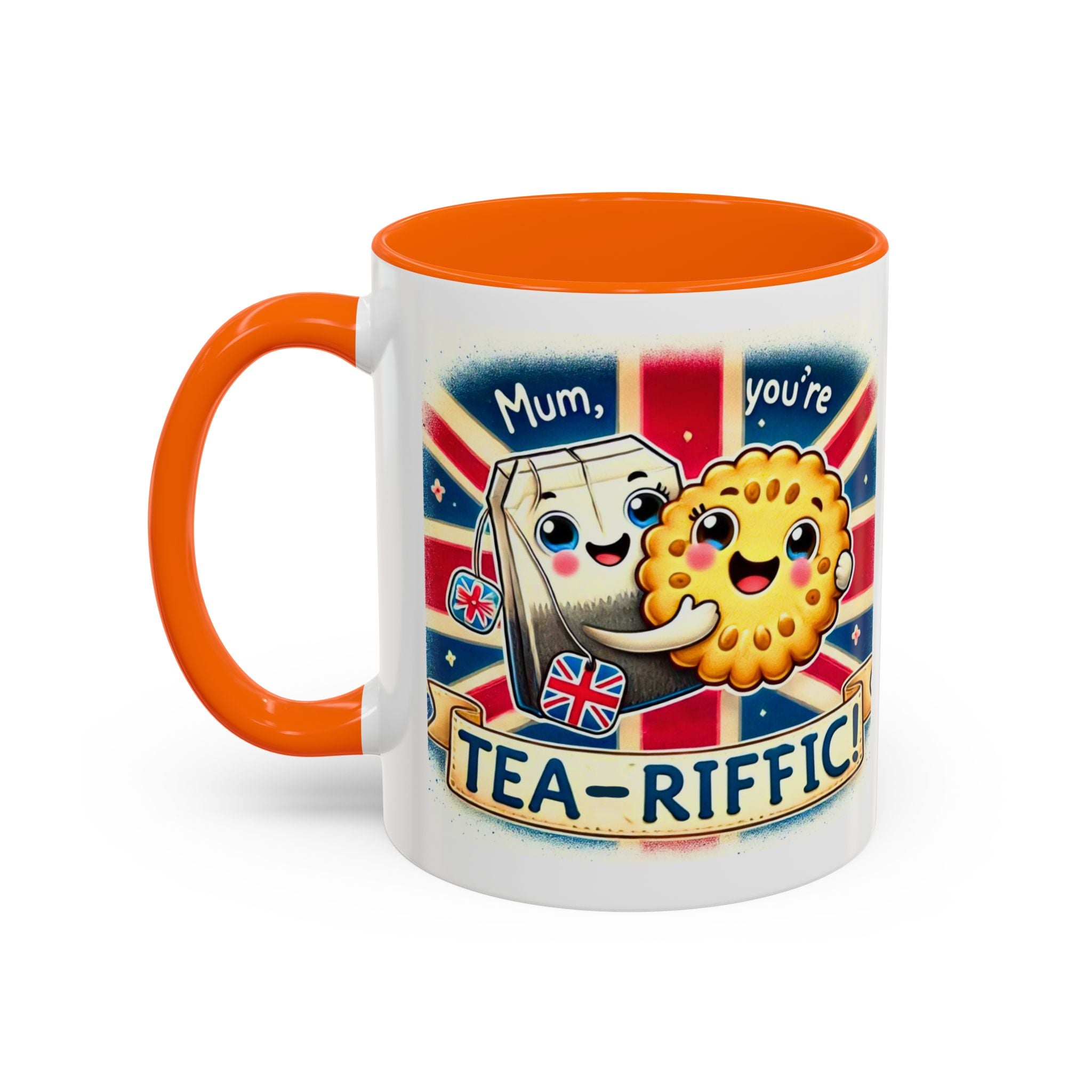Mum, You're Tea-Riffic! 11oz Accent Mug | Funny British Mothers Day Gift | Cute Tea Lover Accent Cup | Funny Pun Mug | Gift for Mum