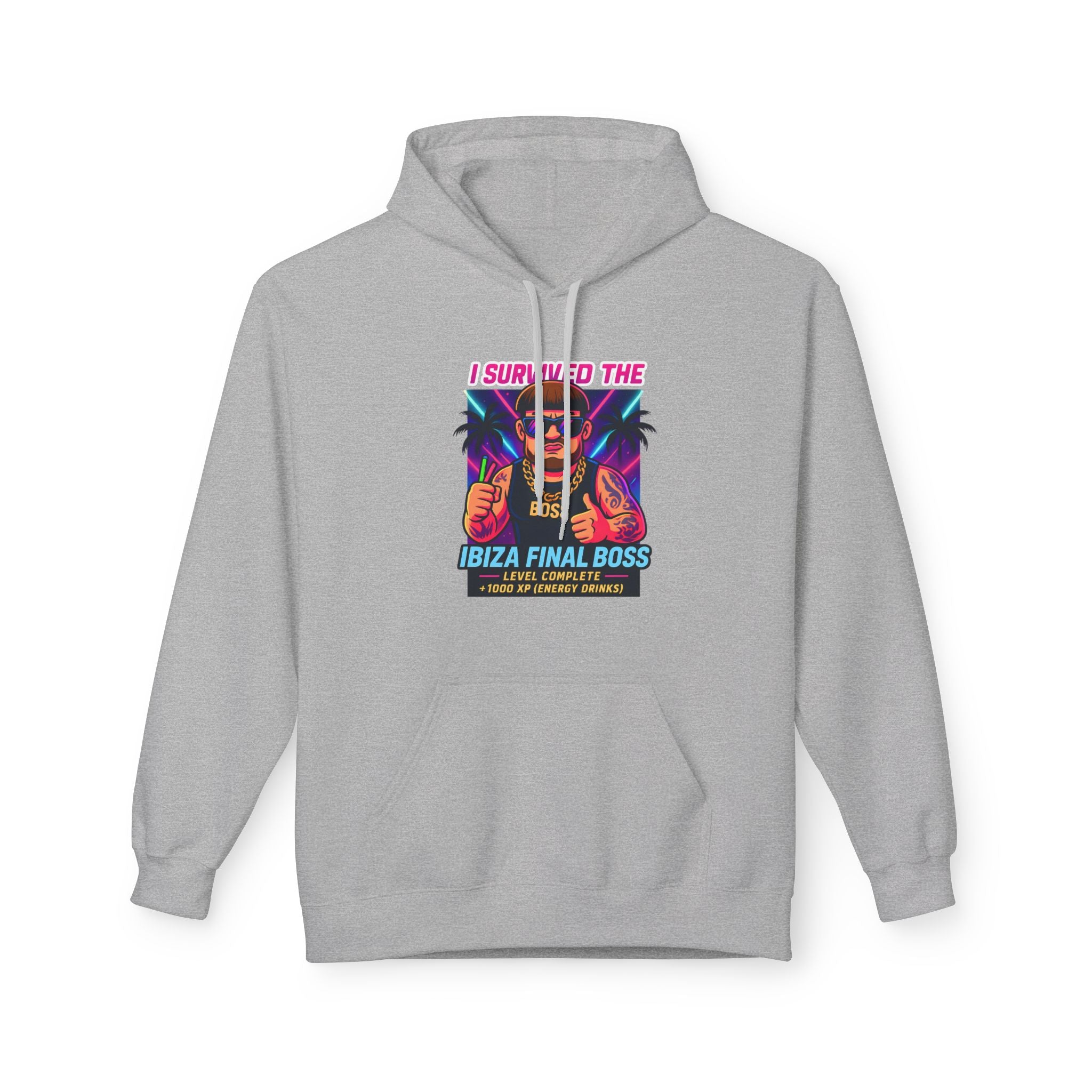 I Survived the Ibiza Final Boss Hoodie | Funny UK Summer Meme Sweatshirt | British Pop Culture Festival Gift Z | Unisex Rave Hoodie