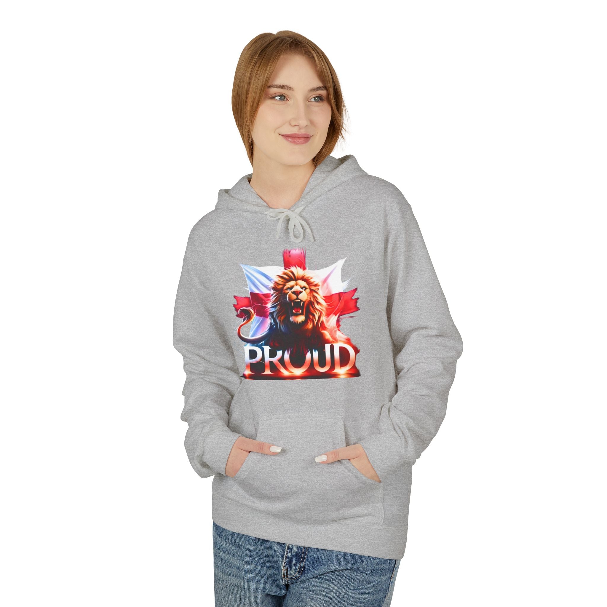 Proud Lion Unisex Hoodie | English Flag St. George Cross Hoodie | Patriotic England Gift | Raise the Colours Jumper