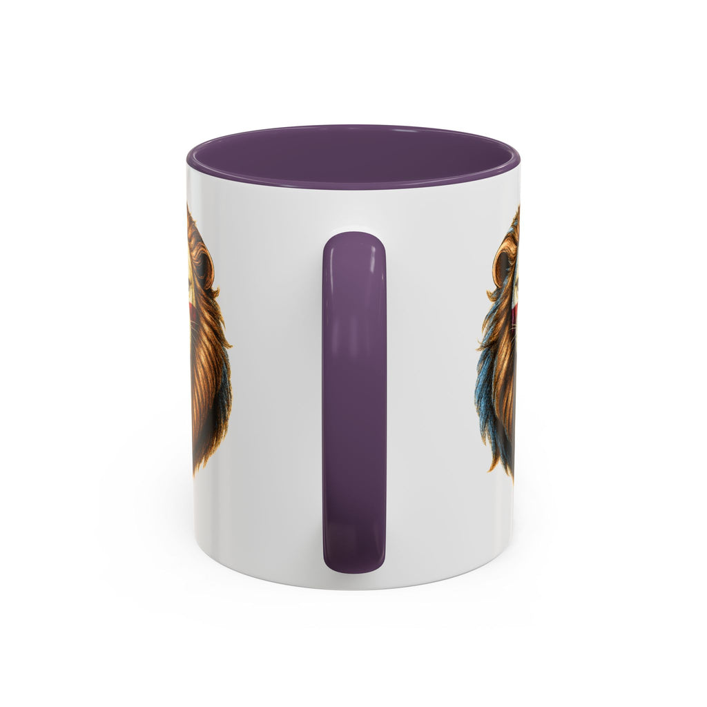 Roaring English Lion Accent Mug | St. George's Cross Patriotic Coffee Cup | Funny Medieval England Gift in Glossy Finish