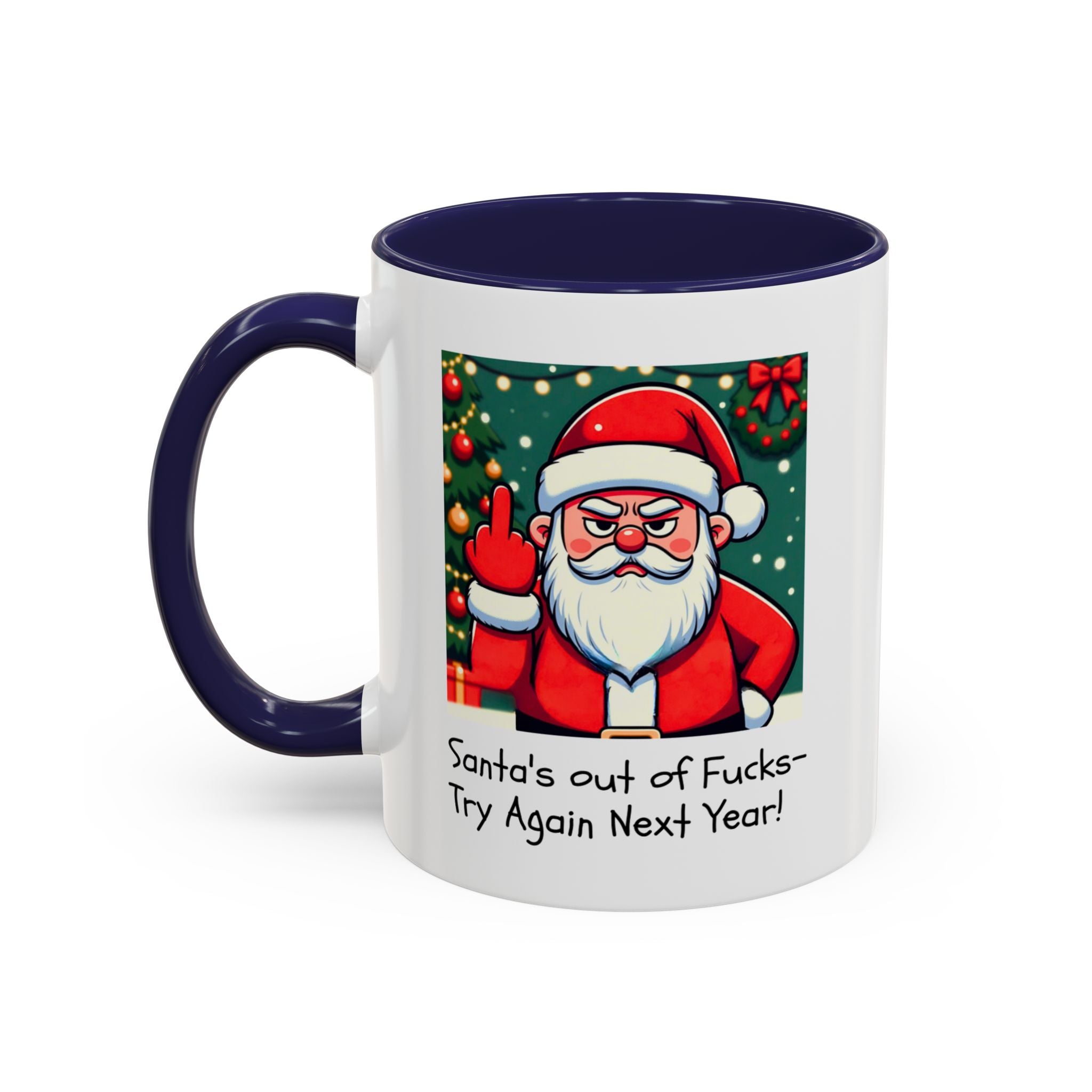 Bad Santa Middle Finger Mug | Rude and Offensive Christmas Funny Gag Gift