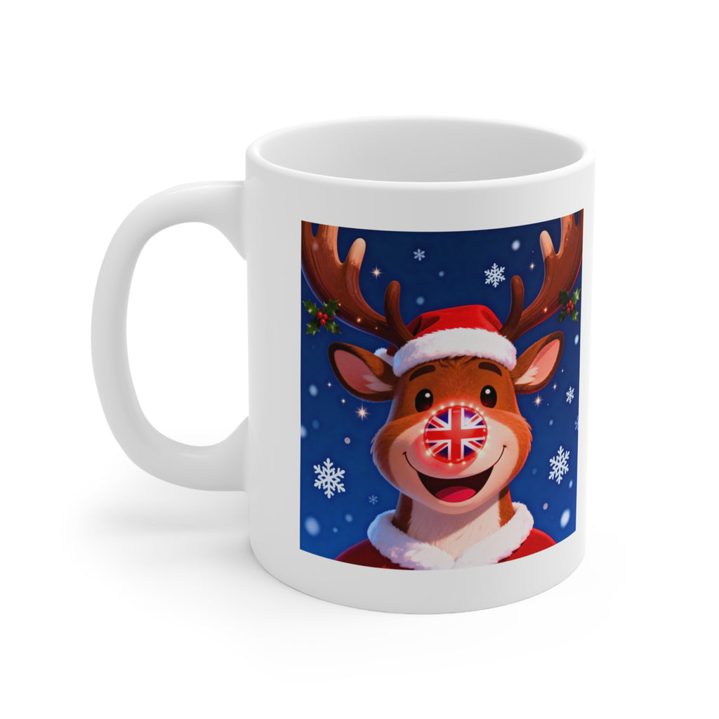 Union Jack Rudolph Reindeer Christmas Mug | Cute British Themed Christmas Mug