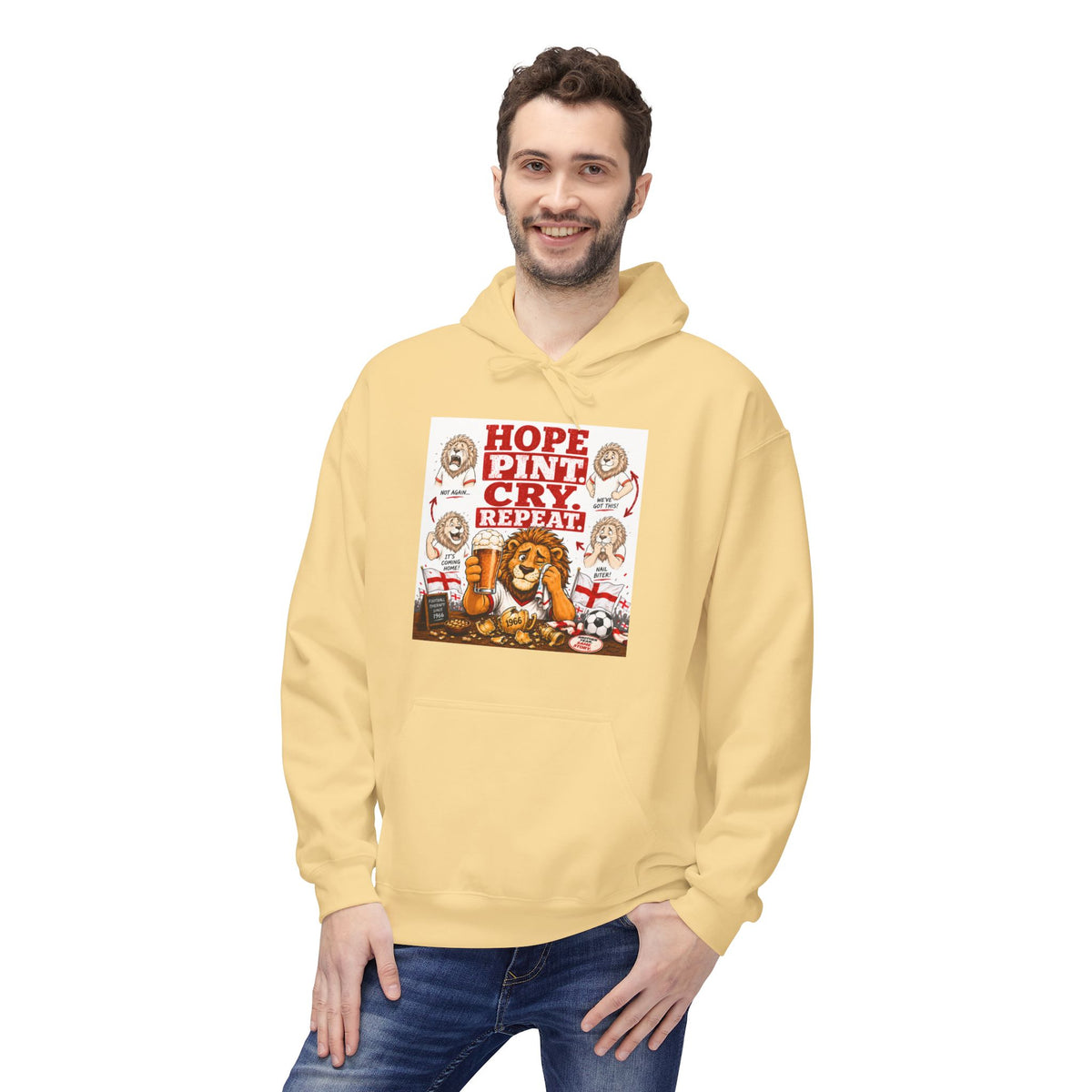 Three Lions Emotional Support Hoodie | Funny England Football