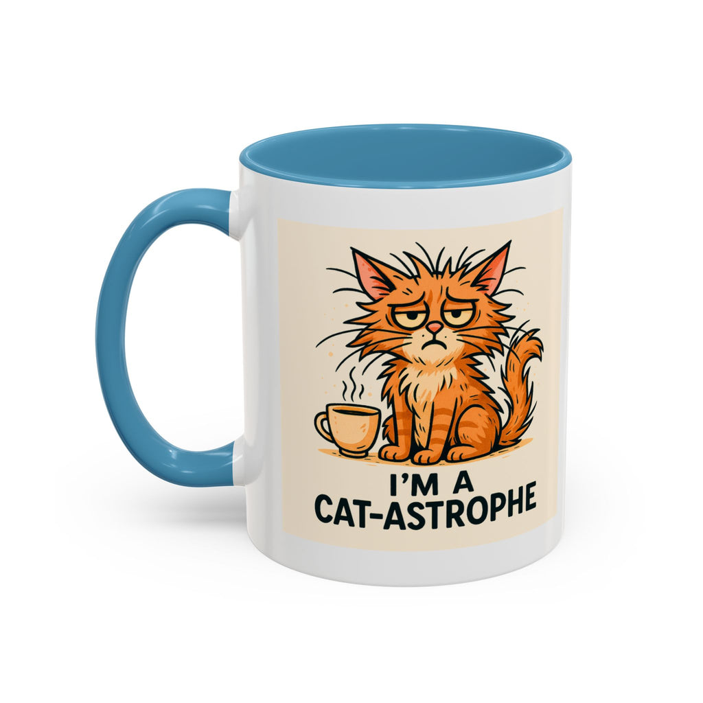 I'm A Cat-astrophe 11oz Mug | Funny Frazzled Cat Coffee Cup | Hot Mess Cat Lover Gift | Microwave & Dishwasher Safe | Whimsical Animal Mug
