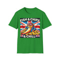 Fish & Chips n Chill Unisex T-Shirt | The Ultimate British Foodie Tee | Funny Pub Festival Wear | Gift for Food Lovers | UK Banter Apparel