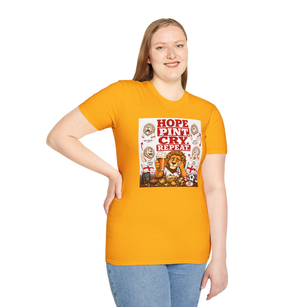 Hope Pint Cry Repeat T-Shirt | Three Lions England Football Tee