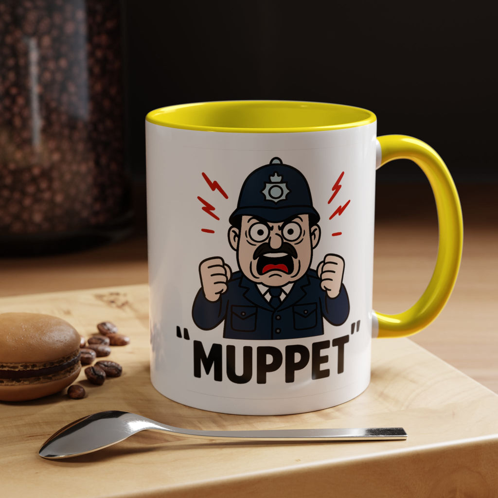 MUPPET Policeman Parody Coffee Cup | 11oz Funny Meme Mug | Free Speech Satire Gift | UK Gag Gift