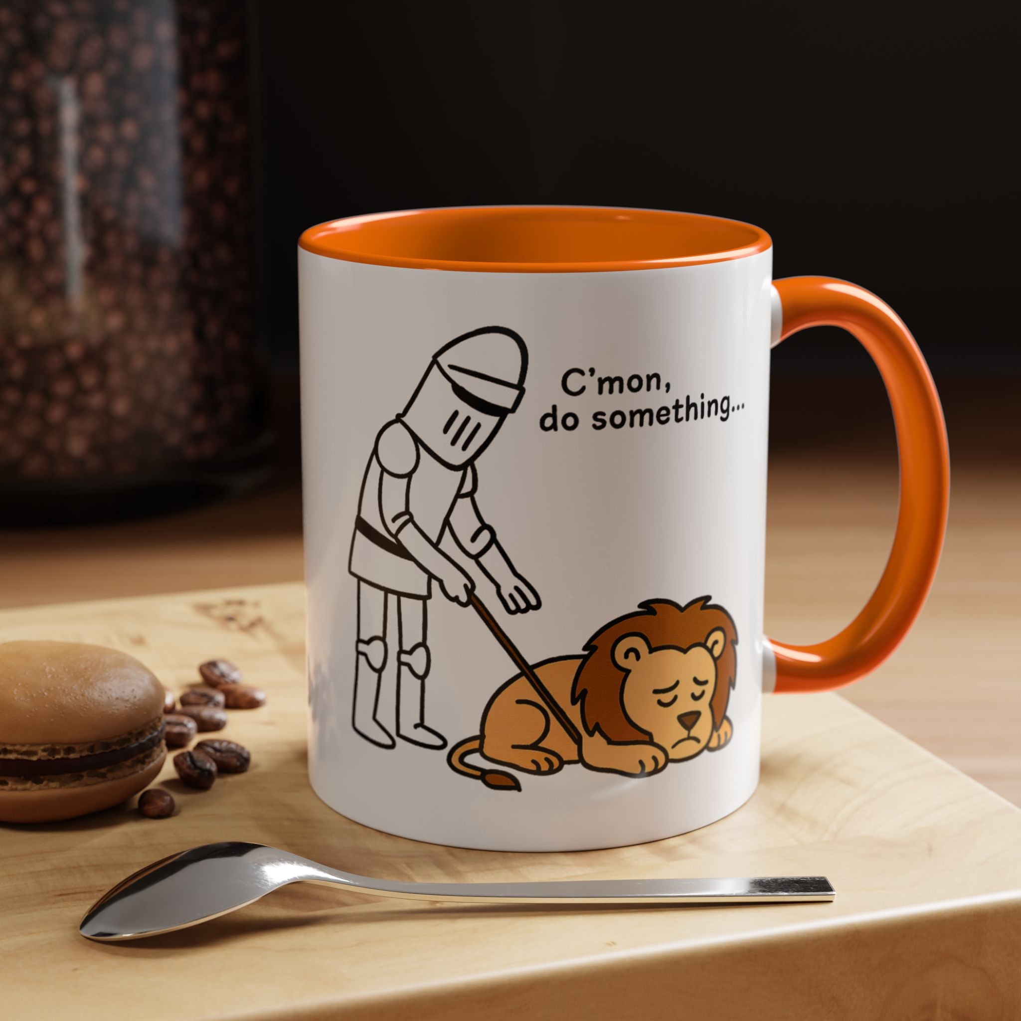 C'mon, Do Something Meme Mug | England Lion & Knight Tea Cup | 11oz Funny Medieval Parody Mug | English Patriot Mug